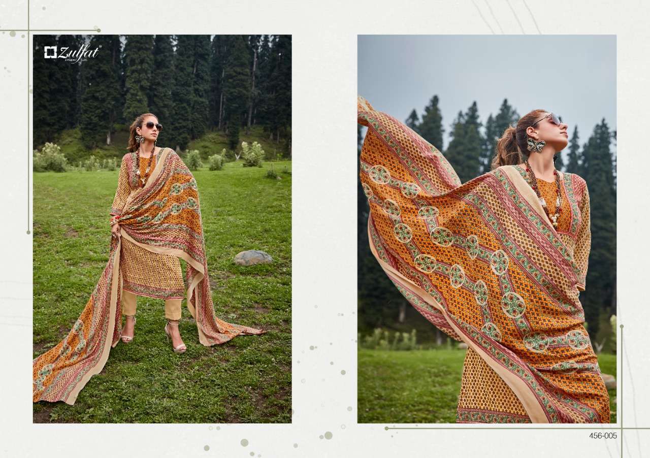 Winter Nova By Zulfat 456-001 To 456-010 Series Beautiful Festive Suits Colorful Stylish Fancy Casual Wear & Ethnic Wear Pure Pashmina Print With Embroidered Dresses At Wholesale Price