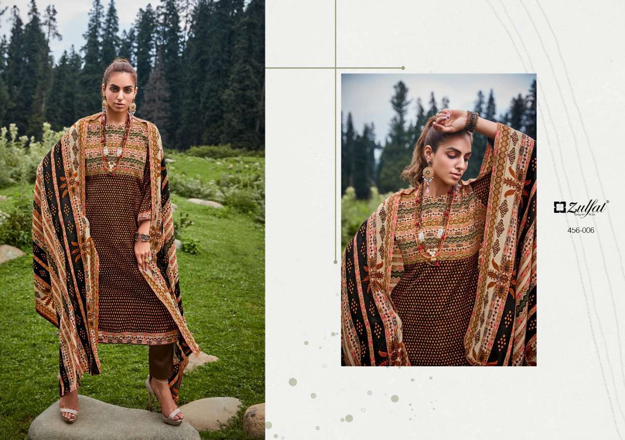 Winter Nova By Zulfat 456-001 To 456-010 Series Beautiful Festive Suits Colorful Stylish Fancy Casual Wear & Ethnic Wear Pure Pashmina Print With Embroidered Dresses At Wholesale Price