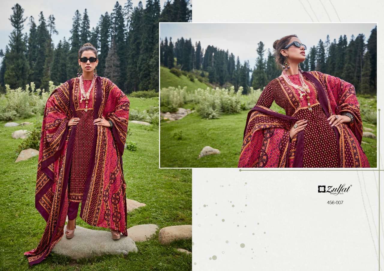 Winter Nova By Zulfat 456-001 To 456-010 Series Beautiful Festive Suits Colorful Stylish Fancy Casual Wear & Ethnic Wear Pure Pashmina Print With Embroidered Dresses At Wholesale Price