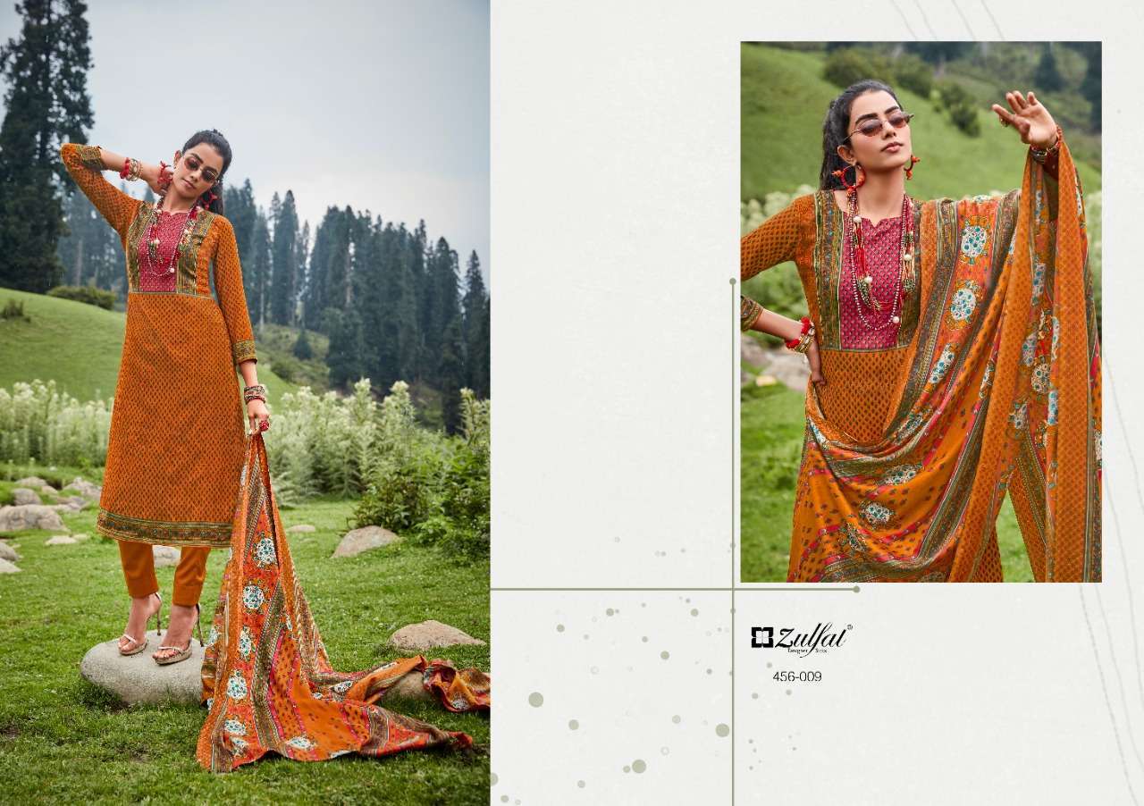 Winter Nova By Zulfat 456-001 To 456-010 Series Beautiful Festive Suits Colorful Stylish Fancy Casual Wear & Ethnic Wear Pure Pashmina Print With Embroidered Dresses At Wholesale Price