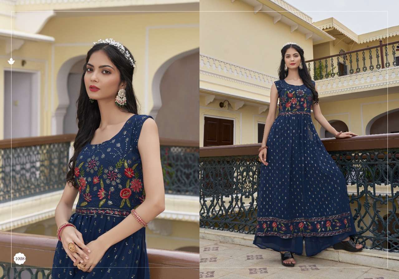 NAYRA VOL-2 BY ANKITA FASHION 1006 TO 1009 SERIES BEAUTIFUL STYLISH FANCY COLORFUL CASUAL WEAR & ETHNIC WEAR GEORGETTE EMBROIDERED KURTIS AT WHOLESALE PRICE