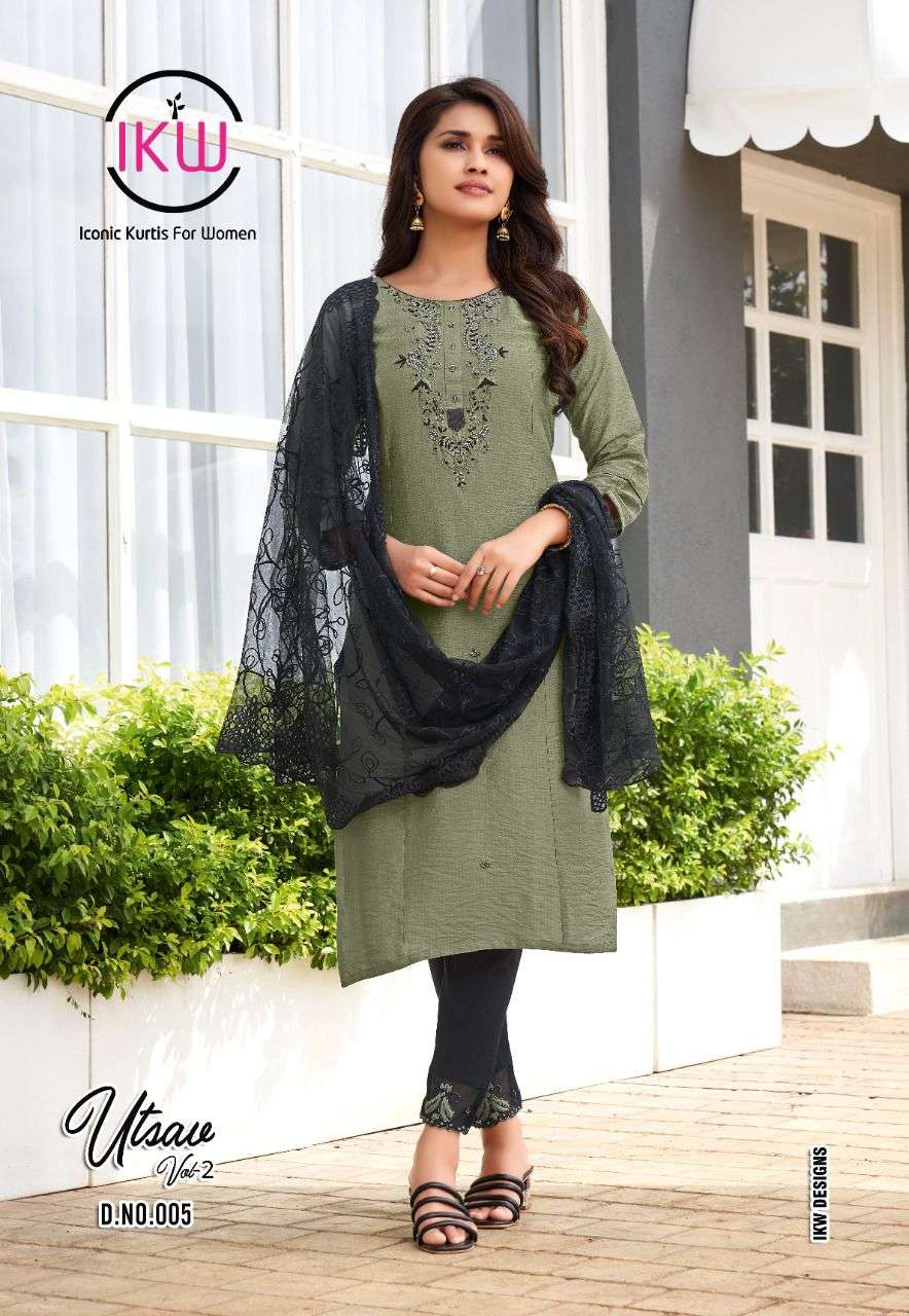 UTSAV VOL-2 BY IKW 001 TO 006 SERIES BEAUTIFUL SUITS COLORFUL STYLISH FANCY CASUAL WEAR & ETHNIC WEAR VISCOSE SILK DRESSES AT WHOLESALE PRICE