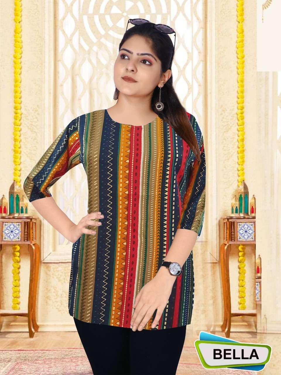 BELLA BY KAAMIRI 01 TO 04 SERIES BEAUTIFUL STYLISH FANCY COLORFUL CASUAL WEAR & ETHNIC WEAR RAYON TOPS AT WHOLESALE PRICE