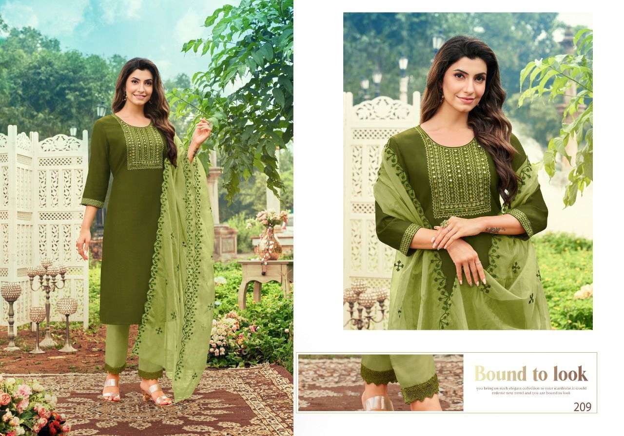 KRYSTAL BY HARIYAALI 207 TO 212 SERIES BEAUTIFUL SUITS COLORFUL STYLISH FANCY CASUAL WEAR & ETHNIC WEAR SILK DRESSES AT WHOLESALE PRICE