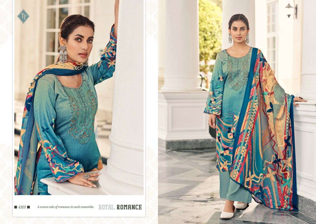 GULZAR BY TANISHK FASHION 4101 TO 4106 SERIES BEAUTIFUL SUITS COLORFUL STYLISH FANCY CASUAL WEAR & ETHNIC WEAR PASHMINA PRINT WITH WORK DRESSES AT WHOLESALE PRICE