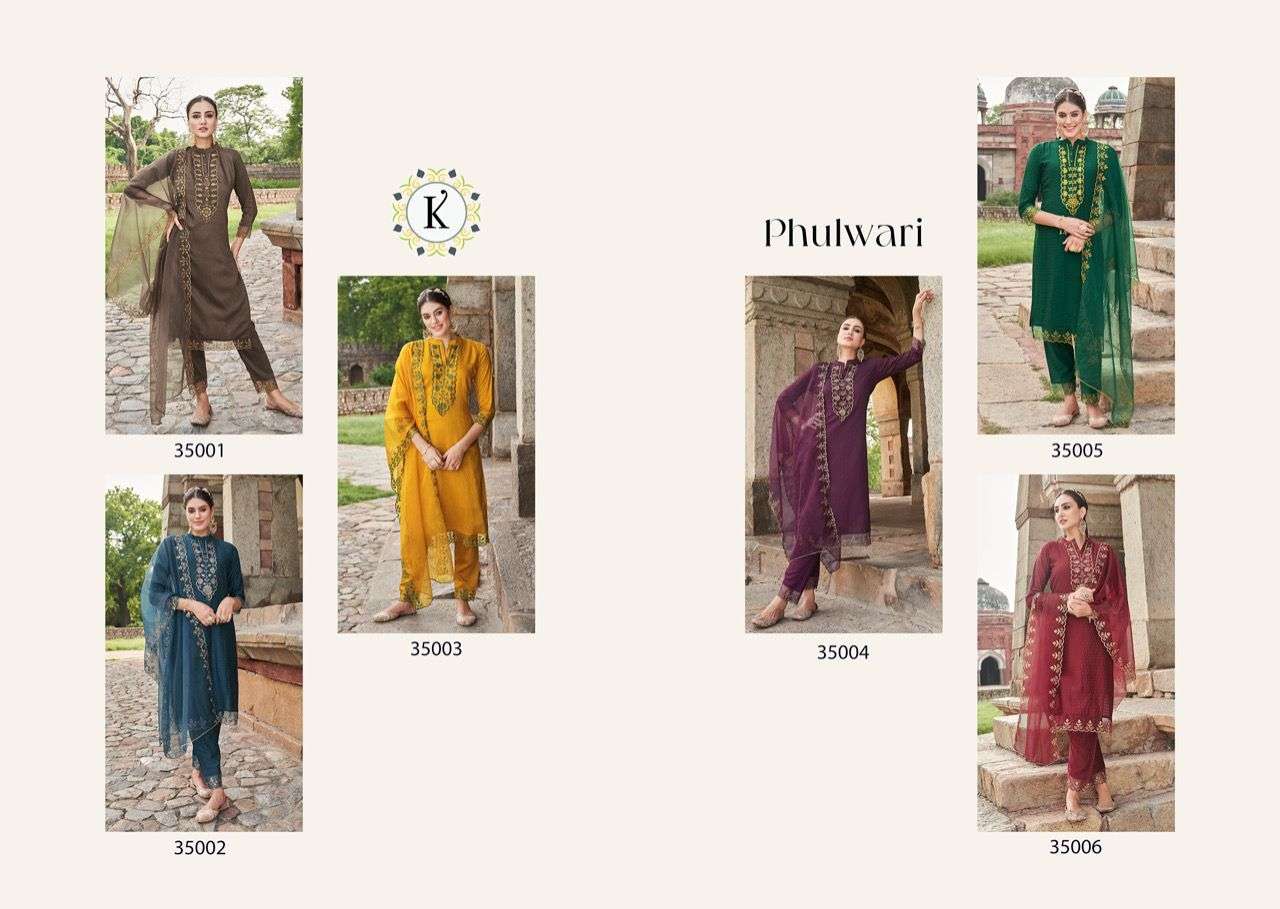 PHULWARI BY KALKI 35001 TO 35006 SERIES BEAUTIFUL SUITS COLORFUL STYLISH FANCY CASUAL WEAR & ETHNIC WEAR PURE VISCOSE SILK DRESSES AT WHOLESALE PRICE