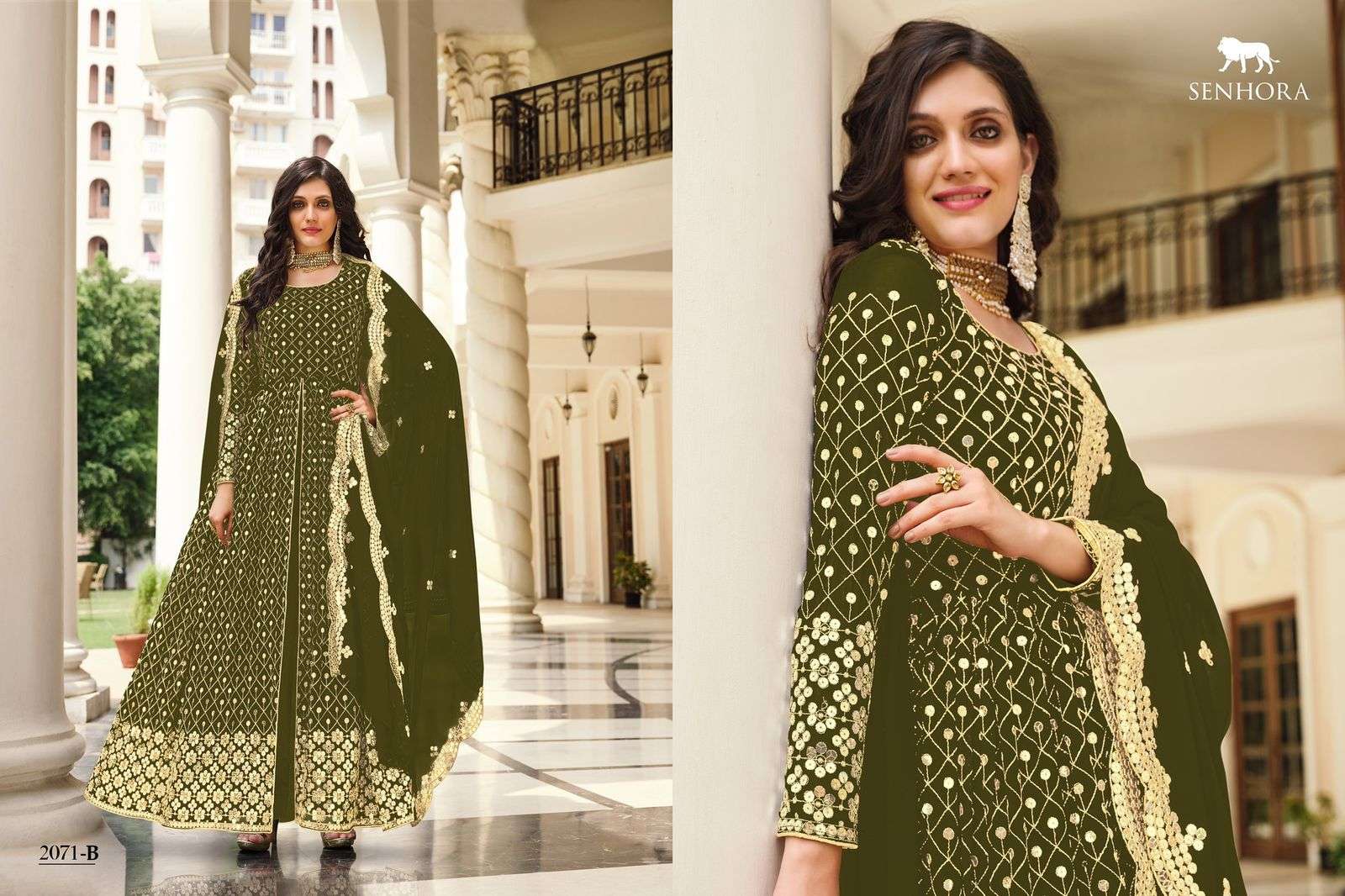 Moksa 2071 Colours By Senhora Dresses 2071-A To 2071-E Series Beautiful Anarkali Suits Colorful Stylish Fancy Casual Wear & Ethnic Wear Georgette Embroidered Dresses At Wholesale Price
