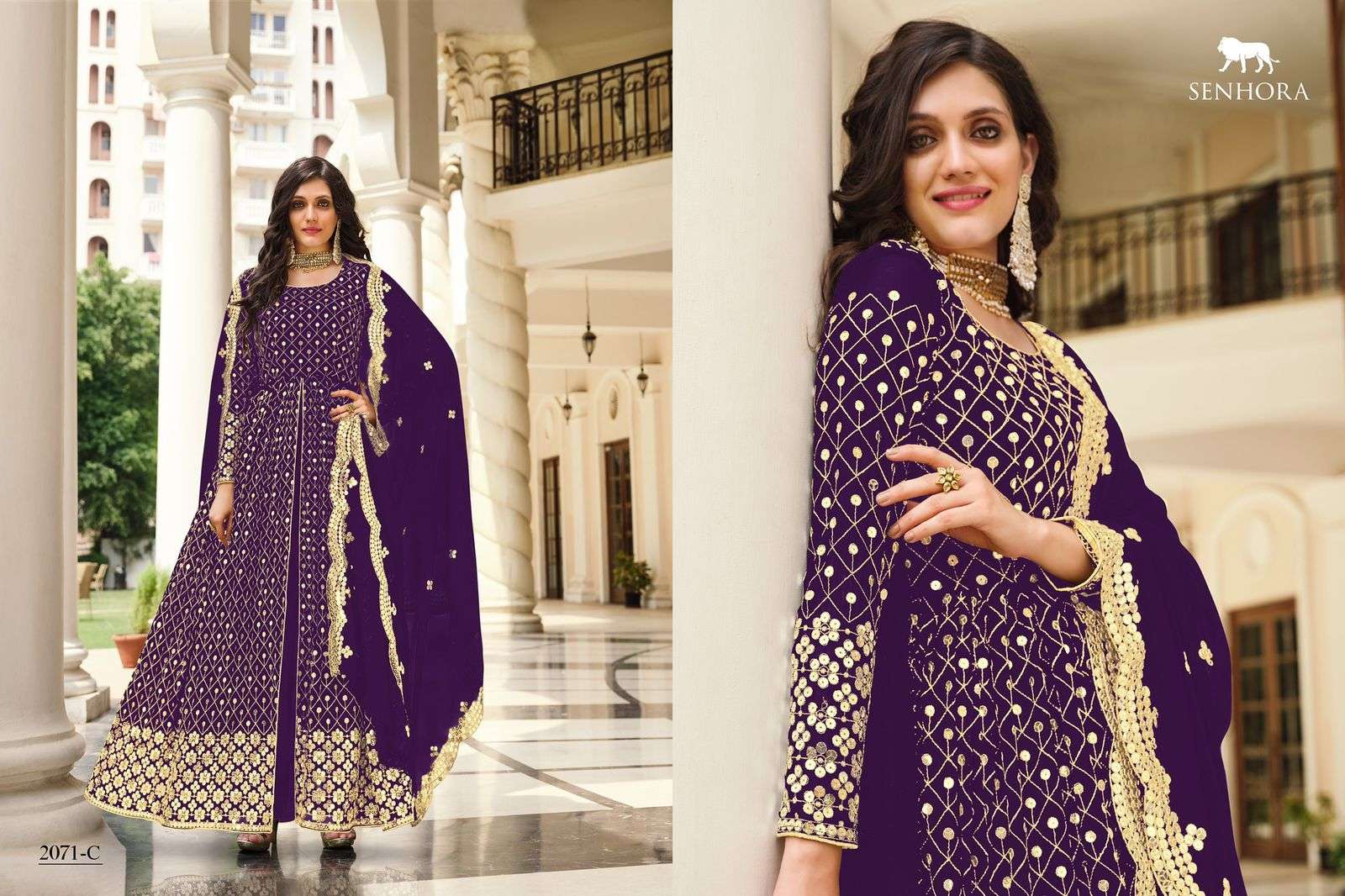 Moksa 2071 Colours By Senhora Dresses 2071-A To 2071-E Series Beautiful Anarkali Suits Colorful Stylish Fancy Casual Wear & Ethnic Wear Georgette Embroidered Dresses At Wholesale Price