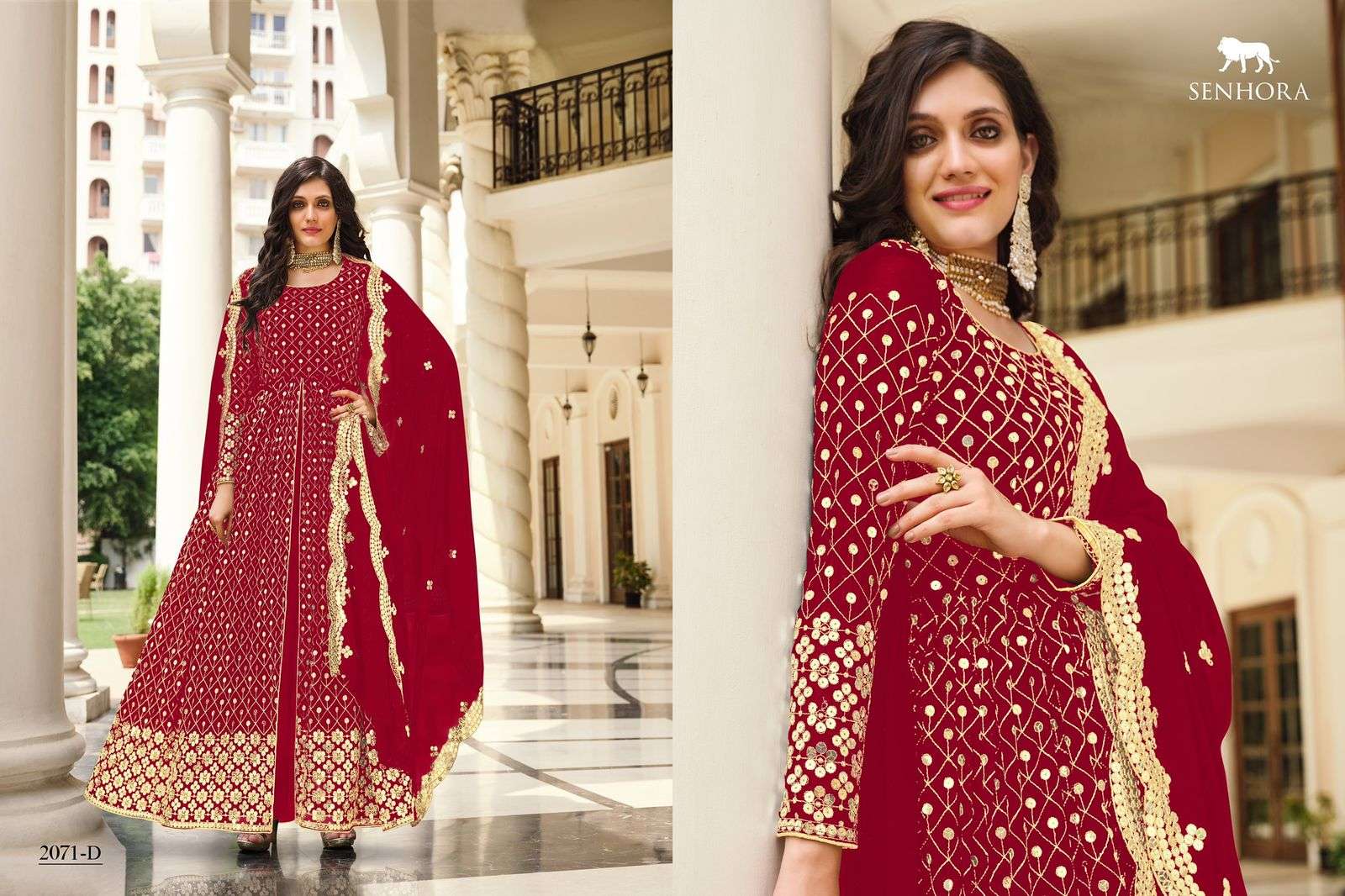 Moksa 2071 Colours By Senhora Dresses 2071-A To 2071-E Series Beautiful Anarkali Suits Colorful Stylish Fancy Casual Wear & Ethnic Wear Georgette Embroidered Dresses At Wholesale Price
