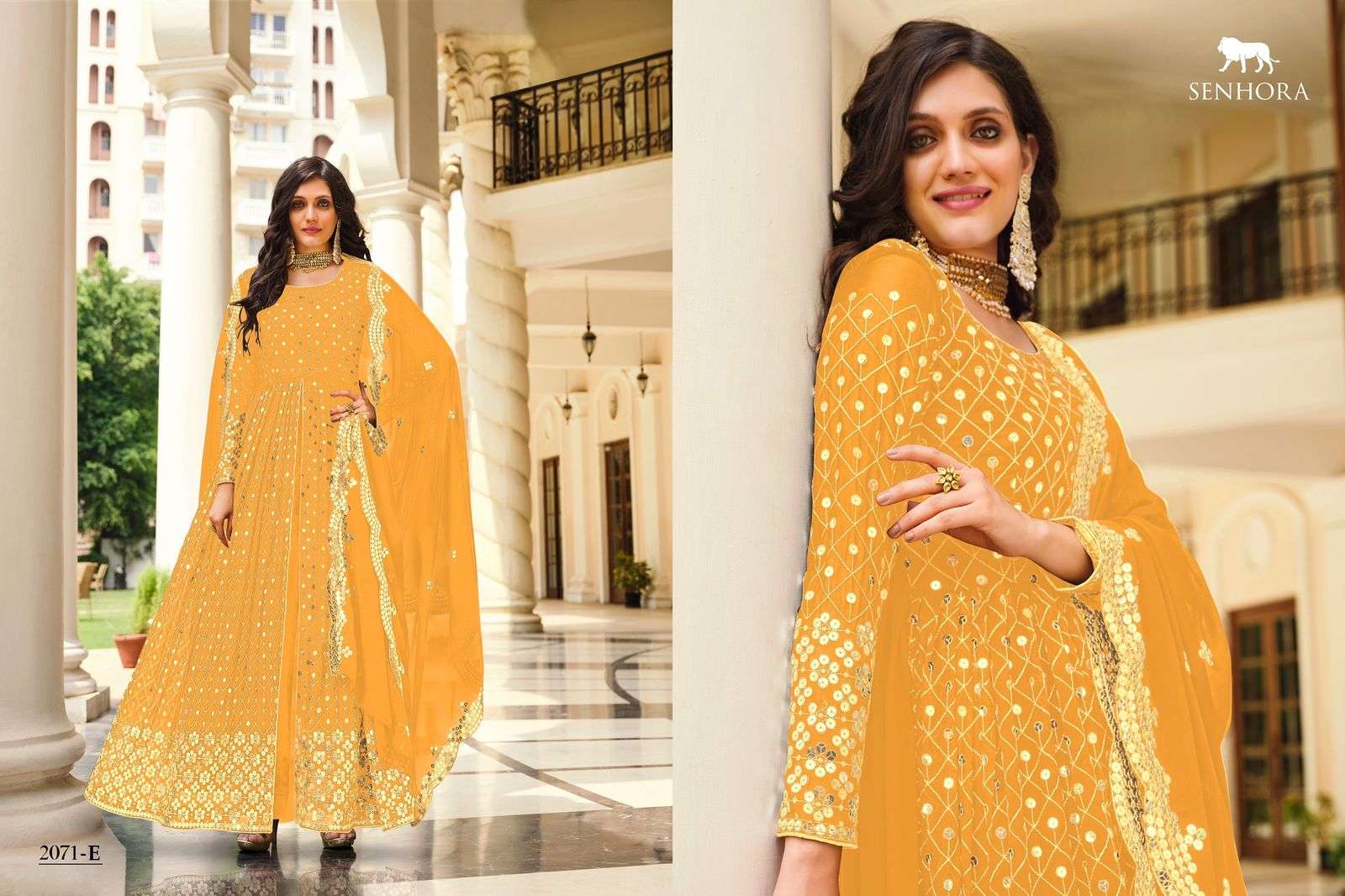 Moksa 2071 Colours By Senhora Dresses 2071-A To 2071-E Series Beautiful Anarkali Suits Colorful Stylish Fancy Casual Wear & Ethnic Wear Georgette Embroidered Dresses At Wholesale Price