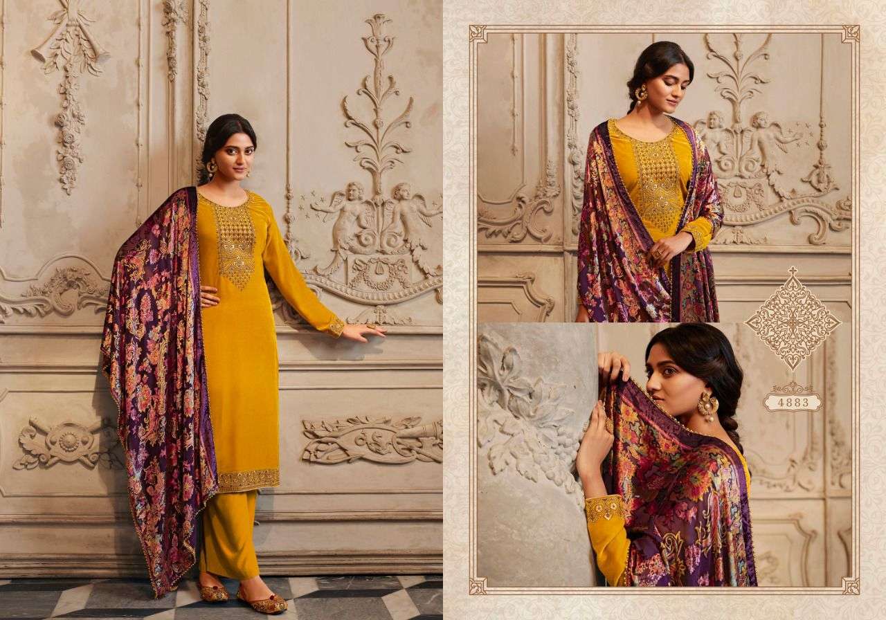 GLAMOUR VOL-2 BY CHARMY 4881 TO 4886 SERIES BEAUTIFUL SUITS COLORFUL STYLISH FANCY CASUAL WEAR & ETHNIC WEAR VELVET DYED DRESSES AT WHOLESALE PRICE