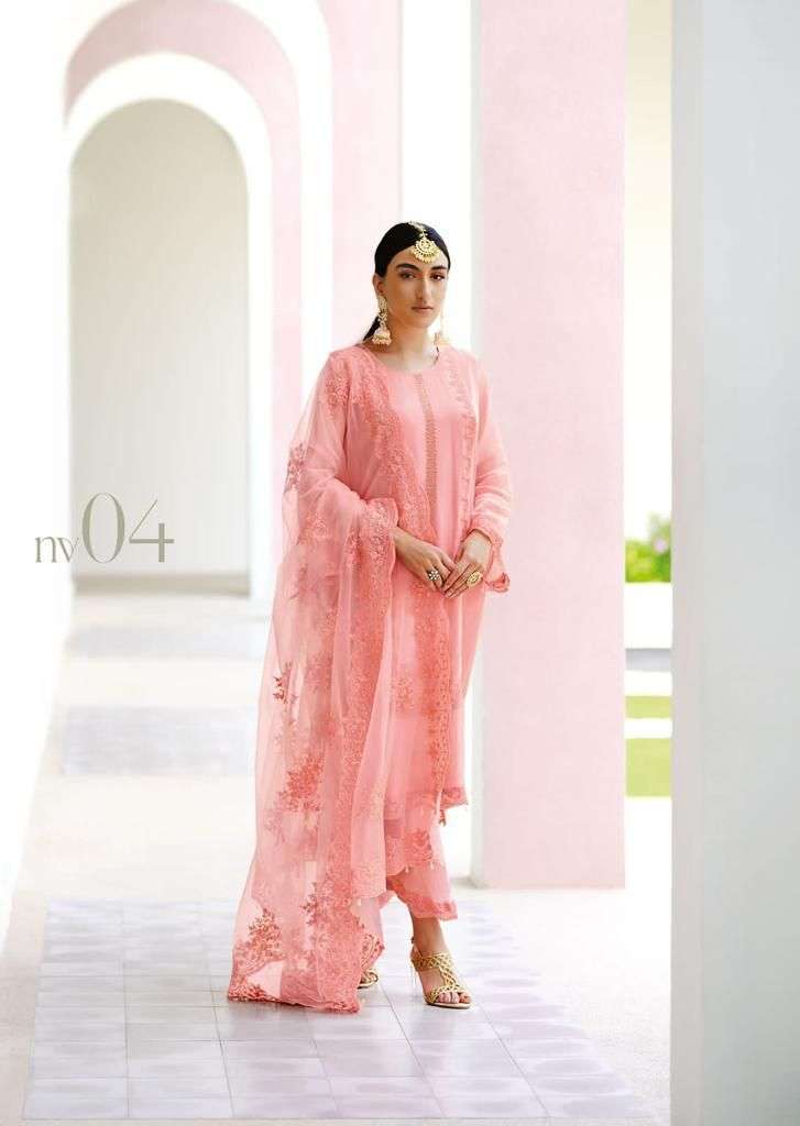 NIVANSHI BY VARSHA 01 TO 05 SERIES SUITS BEAUTIFUL FANCY COLORFUL STYLISH PARTY WEAR & OCCASIONAL WEAR PURE VISCOSE ORGANZA EMBROIDERY DRESSES AT WHOLESALE PRICE