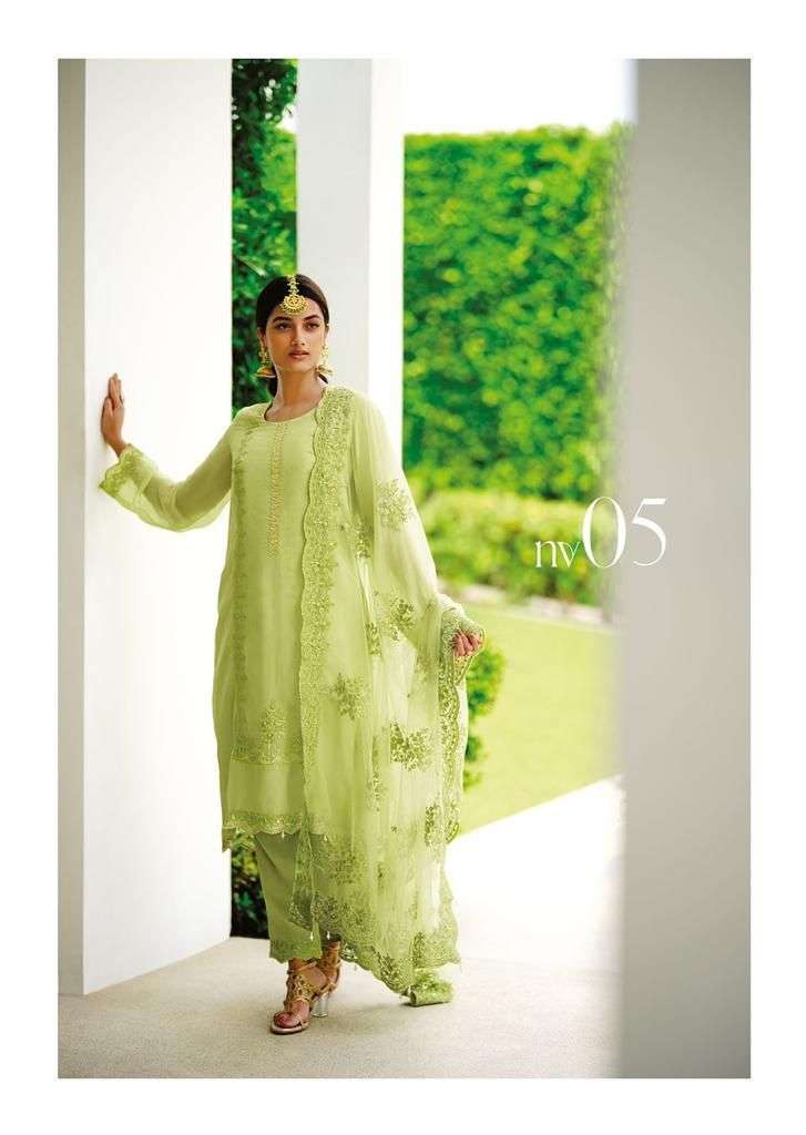 NIVANSHI BY VARSHA 01 TO 05 SERIES SUITS BEAUTIFUL FANCY COLORFUL STYLISH PARTY WEAR & OCCASIONAL WEAR PURE VISCOSE ORGANZA EMBROIDERY DRESSES AT WHOLESALE PRICE