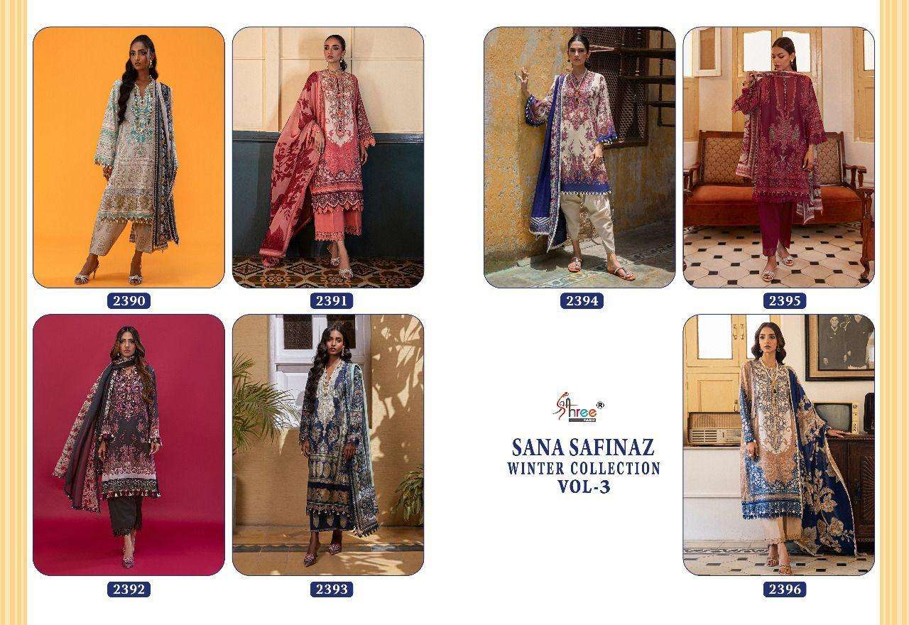 Sana Safinaz Winter Collection Vol-3 By Shree Fabs 2390 To 2396 Series Pakistani Stylish Beautiful Colourful Printed & Embroidered Party Wear & Occasional Wear Pashmina Print Embroidered Dresses At Wholesale Price