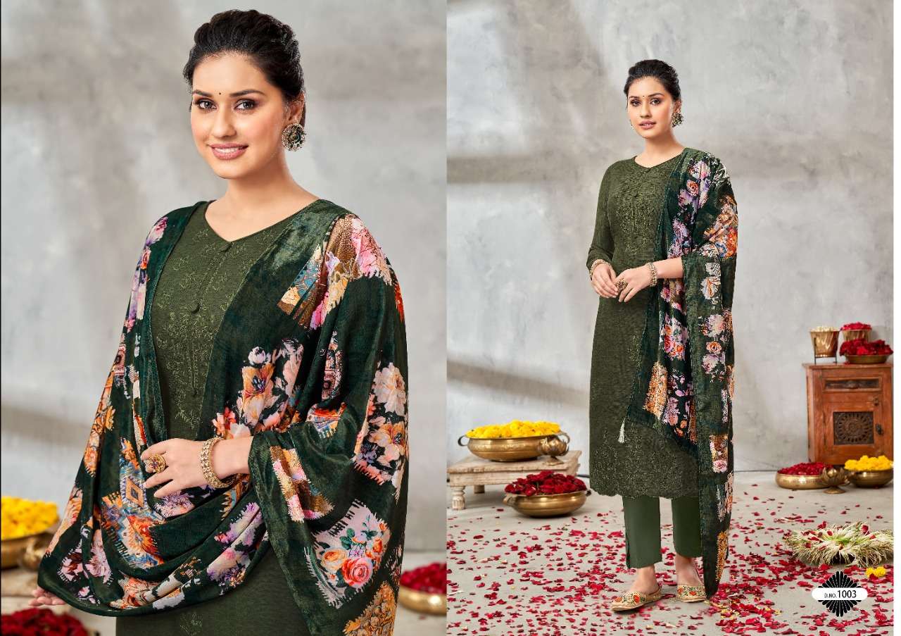 ZAHE-NASEEB BY SENORITA 1001 TO 1006 SERIES BEAUTIFUL SUITS COLORFUL STYLISH FANCY CASUAL WEAR & ETHNIC WEAR PURE PASHMINA PRINT WITH EMBROIDERY DRESSES AT WHOLESALE PRICE