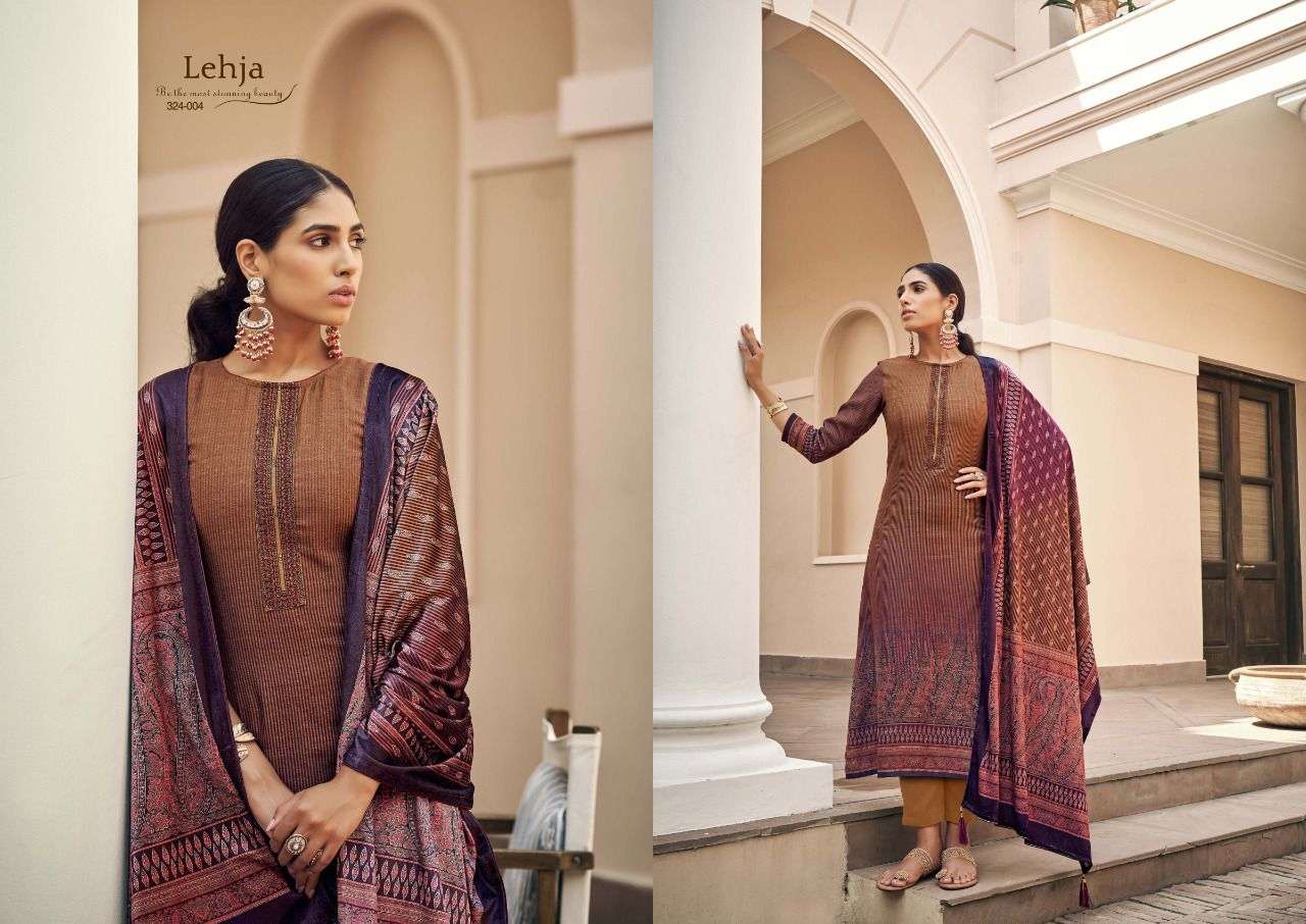 LEHJA BY SARGAM PRINTS 324-001 TO 324-008 SERIES BEAUTIFUL SUITS COLORFUL STYLISH FANCY CASUAL WEAR & ETHNIC WEAR PURE PASHMINA PRINT DRESSES AT WHOLESALE PRICE