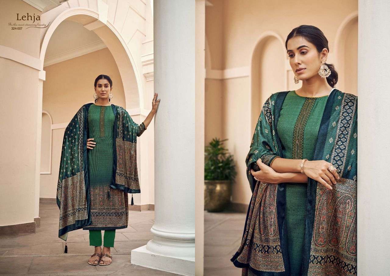 LEHJA BY SARGAM PRINTS 324-001 TO 324-008 SERIES BEAUTIFUL SUITS COLORFUL STYLISH FANCY CASUAL WEAR & ETHNIC WEAR PURE PASHMINA PRINT DRESSES AT WHOLESALE PRICE