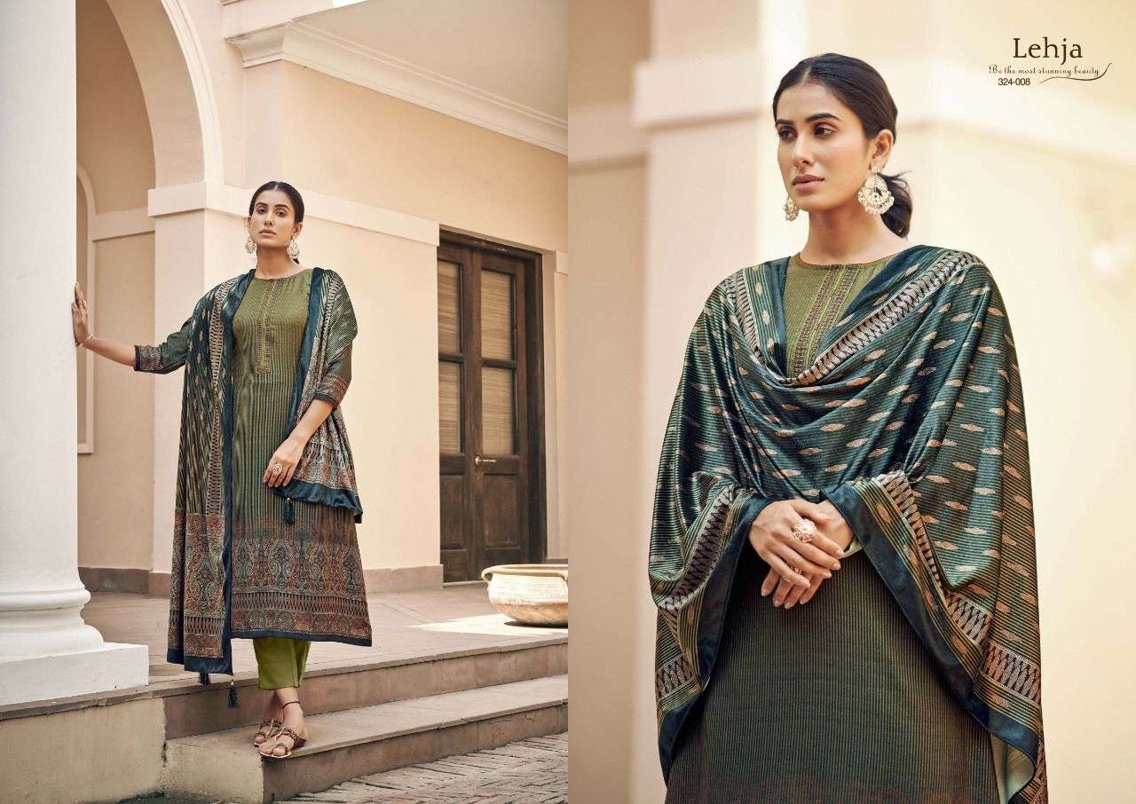 LEHJA BY SARGAM PRINTS 324-001 TO 324-008 SERIES BEAUTIFUL SUITS COLORFUL STYLISH FANCY CASUAL WEAR & ETHNIC WEAR PURE PASHMINA PRINT DRESSES AT WHOLESALE PRICE