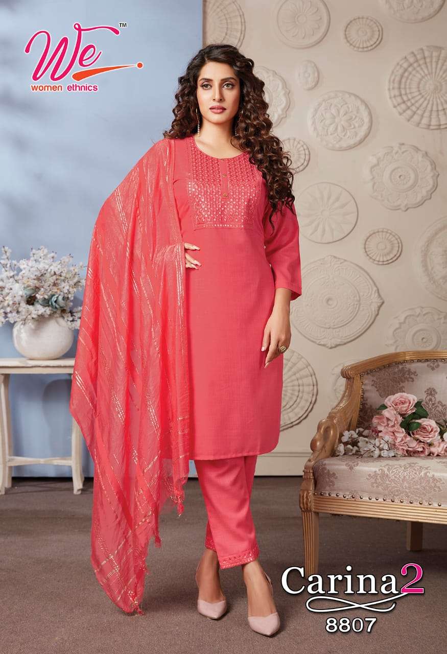 CARINA VOL-2 BY WOMEN ETHNICS 8801 TO 8808 SERIES SUITS BEAUTIFUL FANCY COLORFUL STYLISH PARTY WEAR & OCCASIONAL WEAR SOFT DAINA DRESSES AT WHOLESALE PRICE