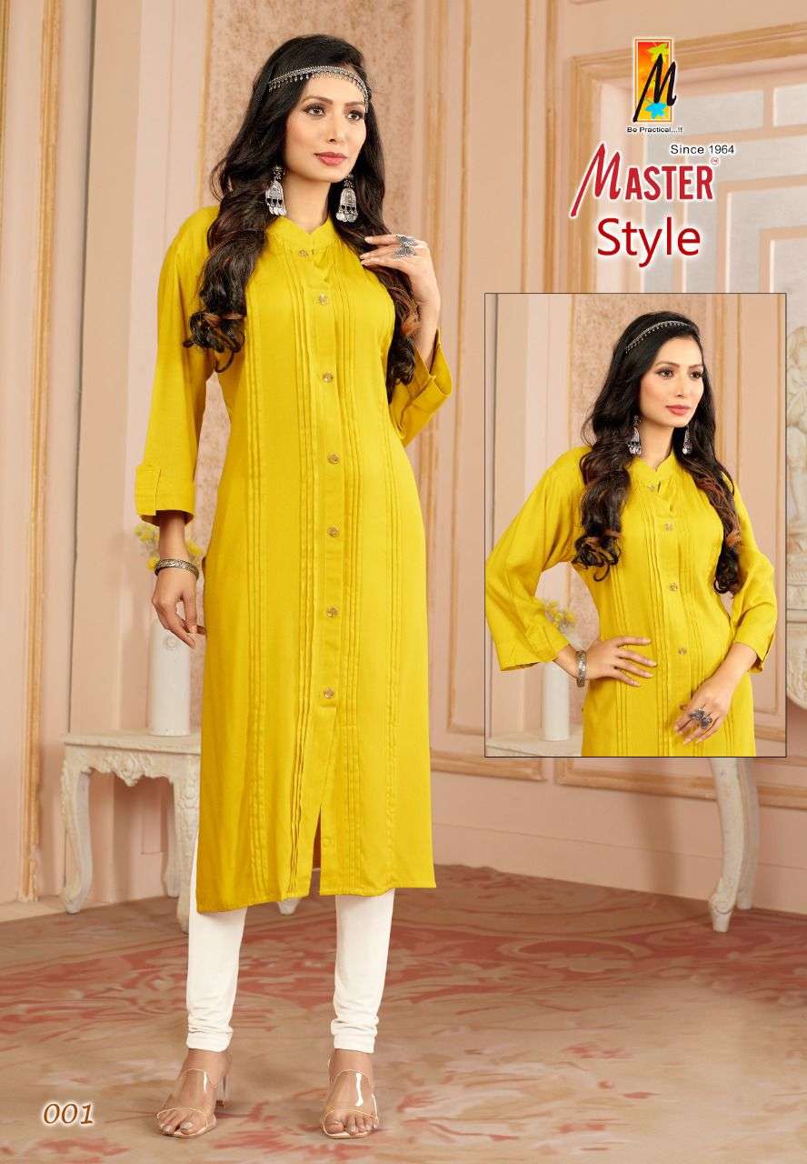 STYLE BY MASTER 001 TO 010 SERIES BEAUTIFUL STYLISH FANCY COLORFUL CASUAL WEAR & ETHNIC WEAR RAYON KURTIS AT WHOLESALE PRICE