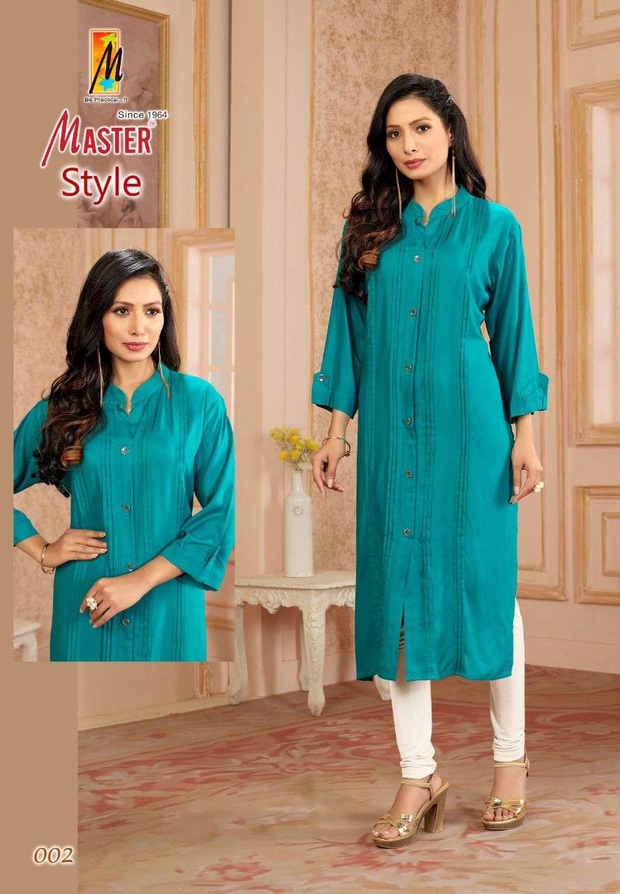 STYLE BY MASTER 001 TO 010 SERIES BEAUTIFUL STYLISH FANCY COLORFUL CASUAL WEAR & ETHNIC WEAR RAYON KURTIS AT WHOLESALE PRICE