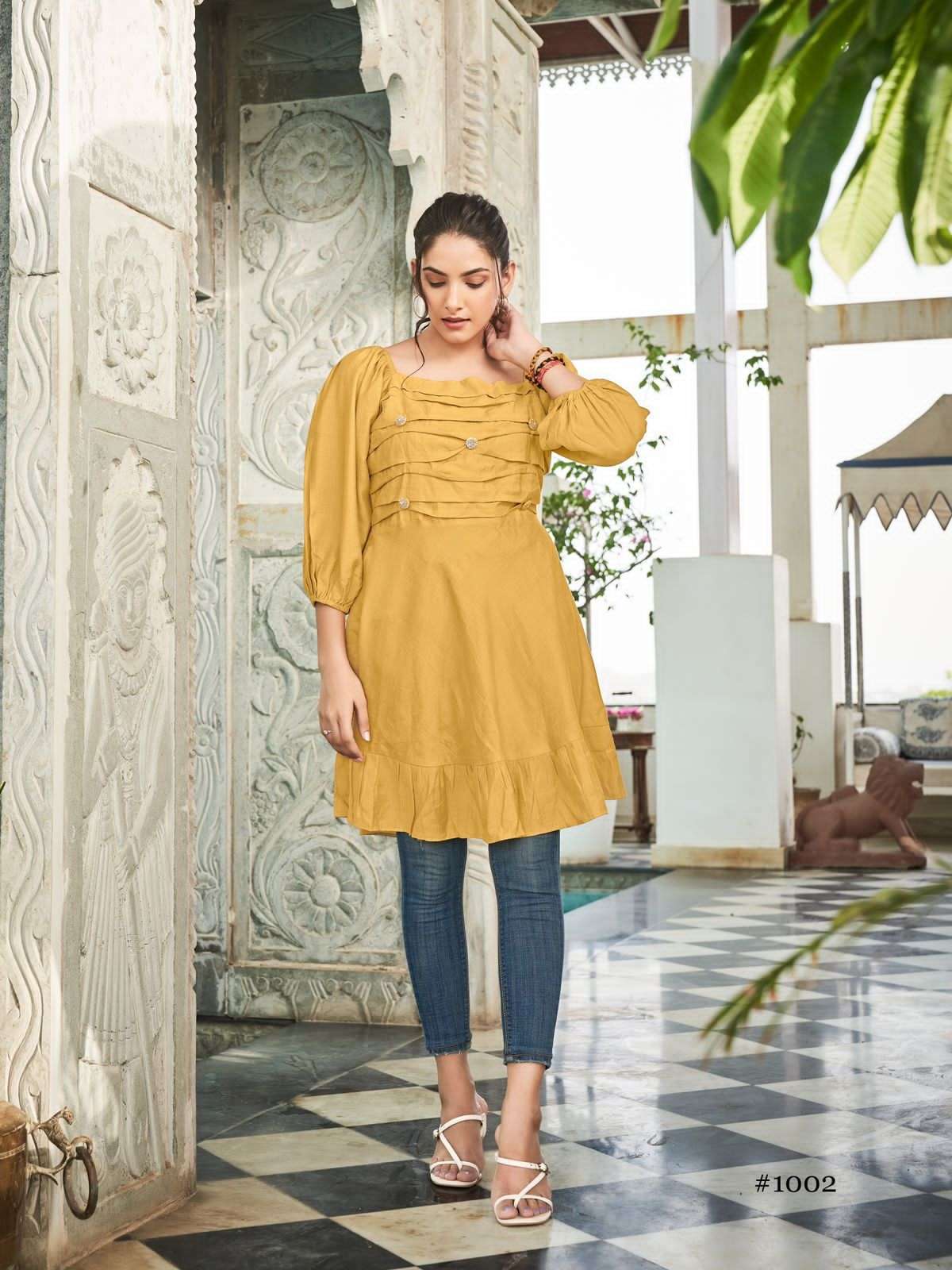 SASSY BY KURTI TIMES 1001 TO 1004 SERIES BEAUTIFUL STYLISH FANCY COLORFUL CASUAL WEAR & ETHNIC WEAR VISCOSE WITH WORK TOPS AT WHOLESALE PRICE