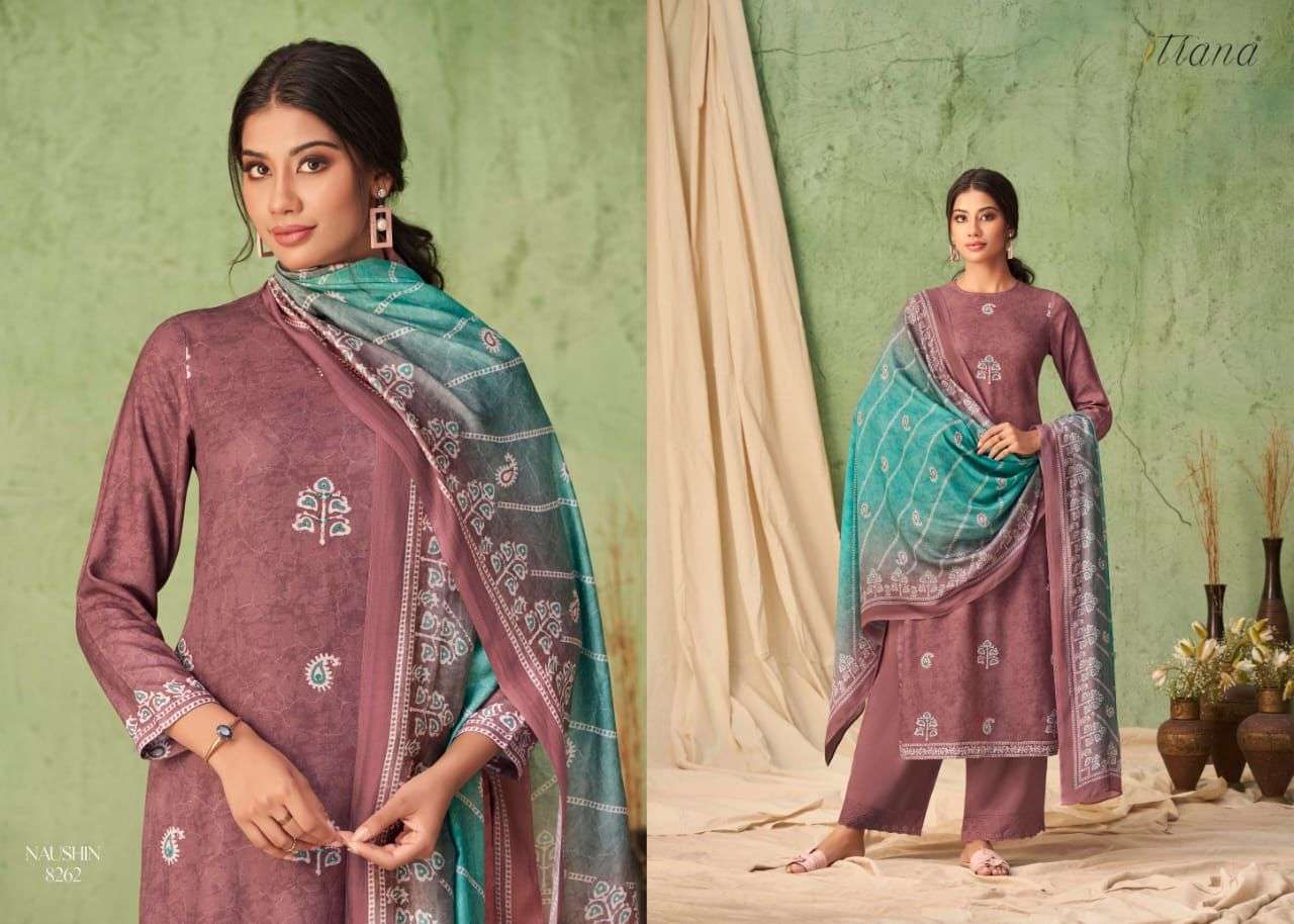 NAUSHIN BY ITRANA BEAUTIFUL STYLISH SUITS FANCY COLORFUL CASUAL WEAR & ETHNIC WEAR & READY TO WEAR TWILL DIGITAL PRINT DRESSES AT WHOLESALE PRICE