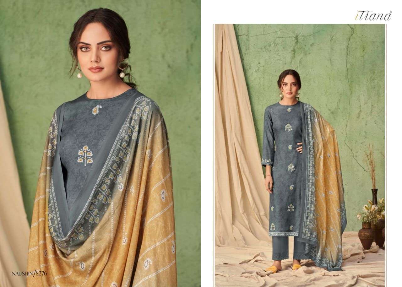 NAUSHIN BY ITRANA BEAUTIFUL STYLISH SUITS FANCY COLORFUL CASUAL WEAR & ETHNIC WEAR & READY TO WEAR TWILL DIGITAL PRINT DRESSES AT WHOLESALE PRICE