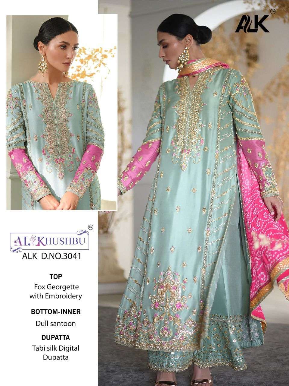 Al Khushbu Hit Design 3041 By Al Khushbu Beautiful Stylish Pakistani Suits Fancy Colorful Casual Wear & Ethnic Wear & Ready To Wear Faux Georgette Dresses At Wholesale Price