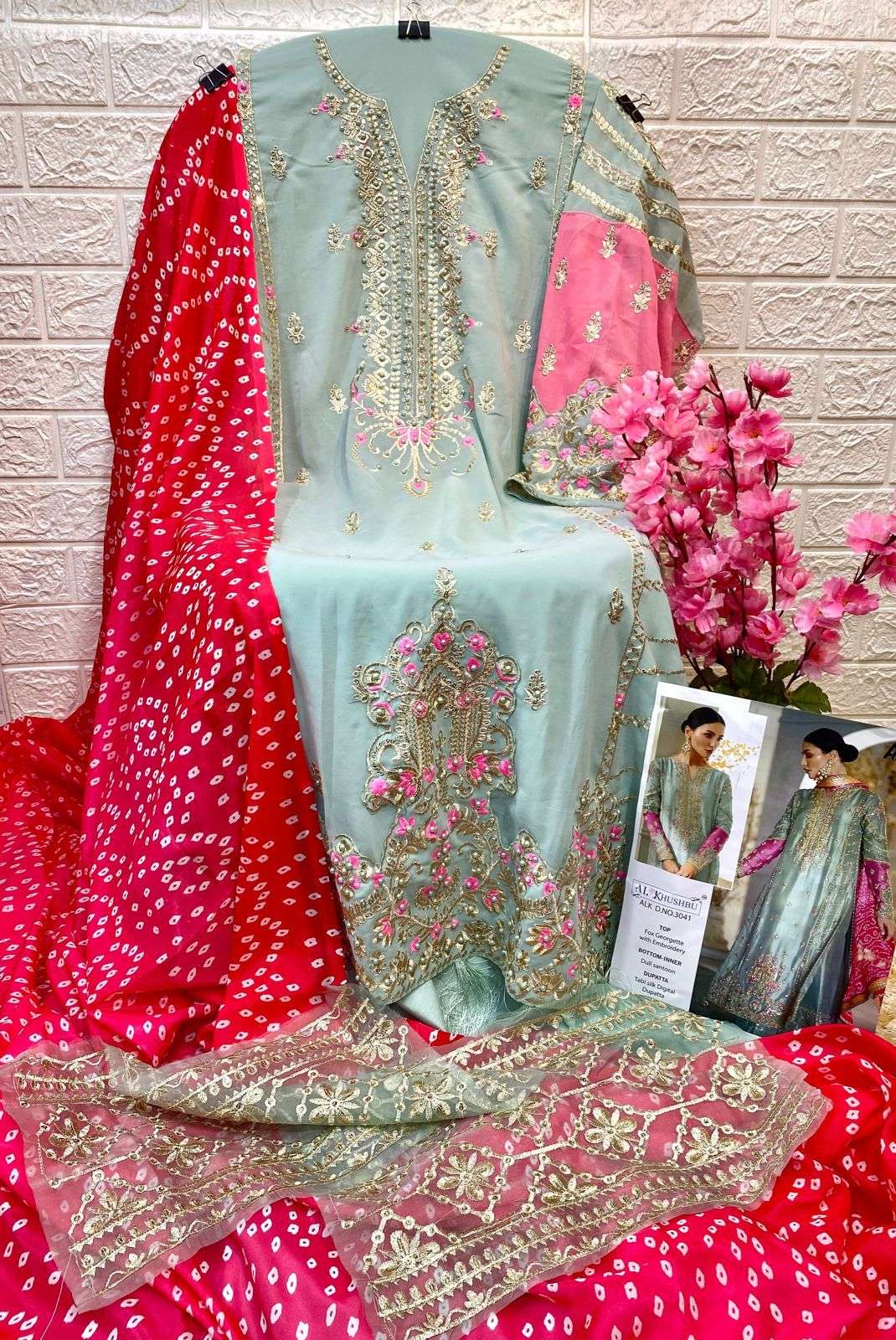 Al Khushbu Hit Design 3041 By Al Khushbu Beautiful Stylish Pakistani Suits Fancy Colorful Casual Wear & Ethnic Wear & Ready To Wear Faux Georgette Dresses At Wholesale Price