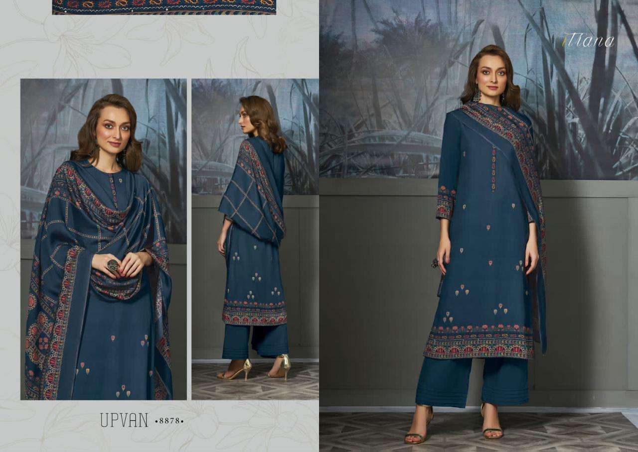 UPVAN BY ITRANA DESIGNER SUITS BEAUTIFUL FANCY COLORFUL STYLISH PARTY WEAR & OCCASIONAL WEAR STAPLE TWILL DRESSES AT WHOLESALE PRICE