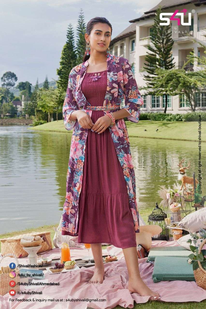 HELLO JACKET VOL-8 BY S4U FASHION 01 TO 06 SERIES DESIGNER STYLISH FANCY COLORFUL BEAUTIFUL PARTY WEAR & ETHNIC WEAR COLLECTION GEORGETTE KURTI WITH JACKET AT WHOLESALE PRICE