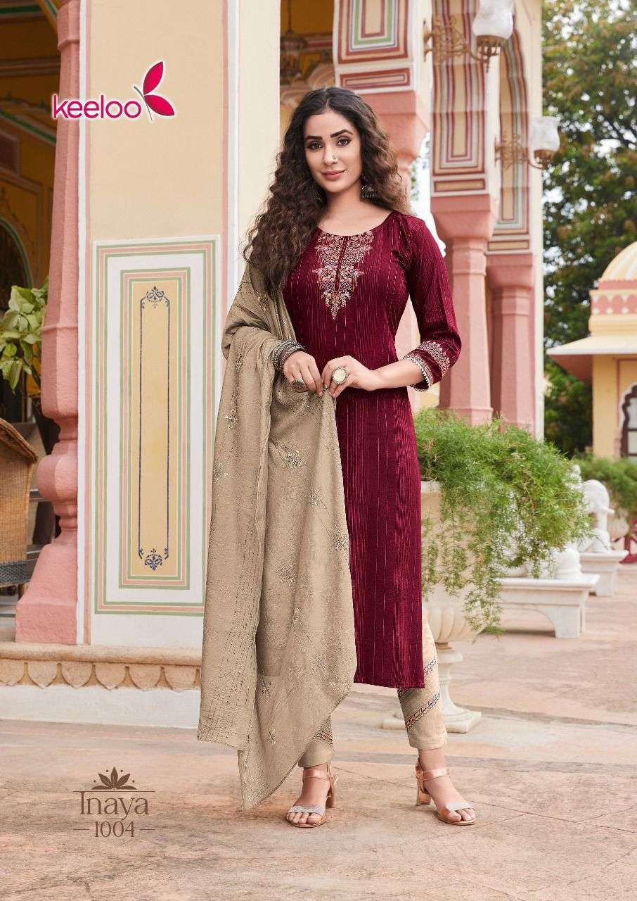 Inaya Vol-1 By Keeloo 1001 To 1006 Series Beautiful Suits Colorful Stylish Fancy Casual Wear & Ethnic Wear Heavy Rayon Embroidered Dresses At Wholesale Price