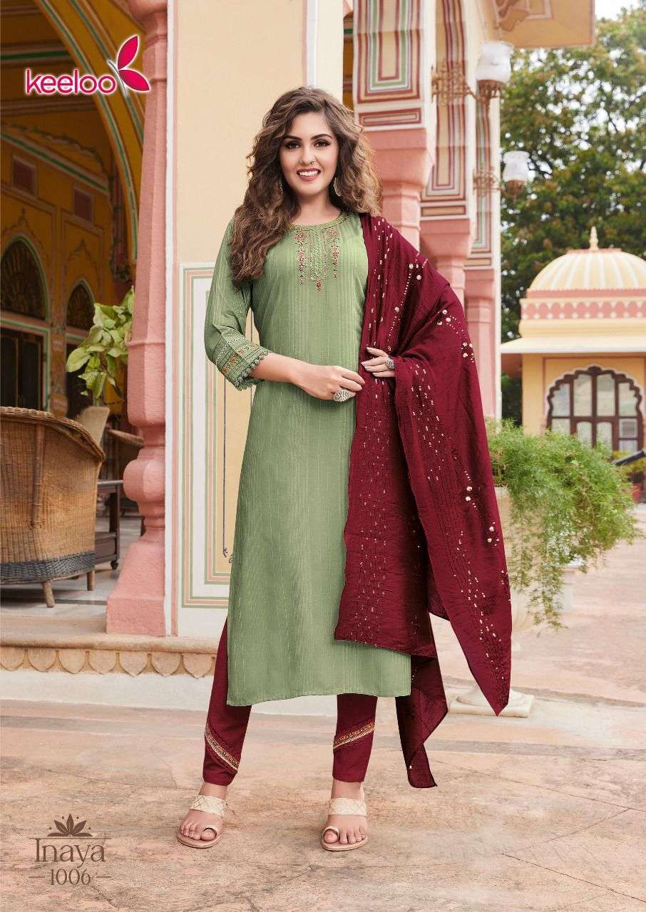 Inaya Vol-1 By Keeloo 1001 To 1006 Series Beautiful Suits Colorful Stylish Fancy Casual Wear & Ethnic Wear Heavy Rayon Embroidered Dresses At Wholesale Price
