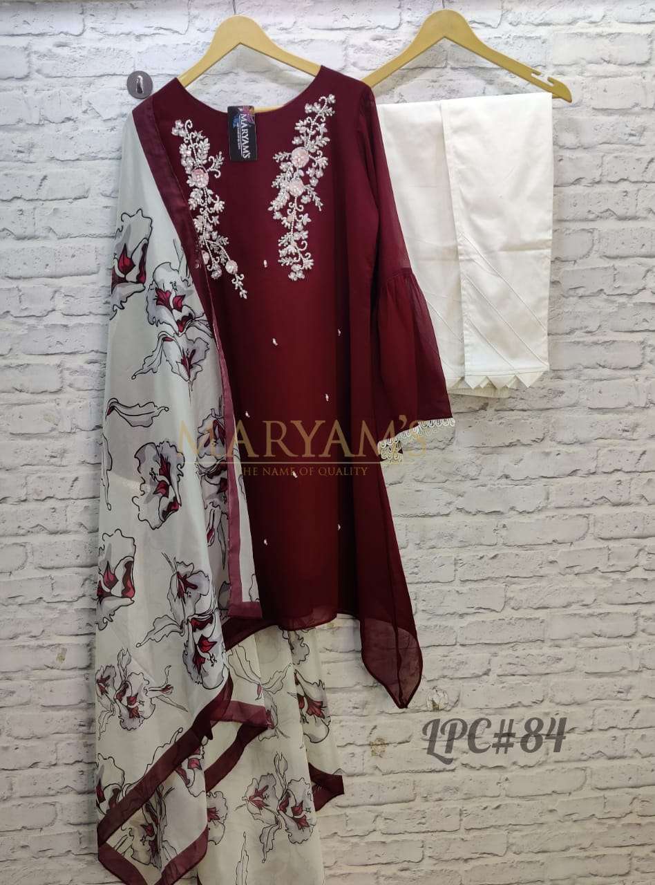 LUXURY PRET COLLECTION VOL-84 BY MARYAMS 01 TO 03 SERIES BEAUTIFUL PAKISTANI SUITS STYLISH FANCY COLORFUL PARTY WEAR & OCCASIONAL WEAR PURE GEORGETTE DRESSES AT WHOLESALE PRICE