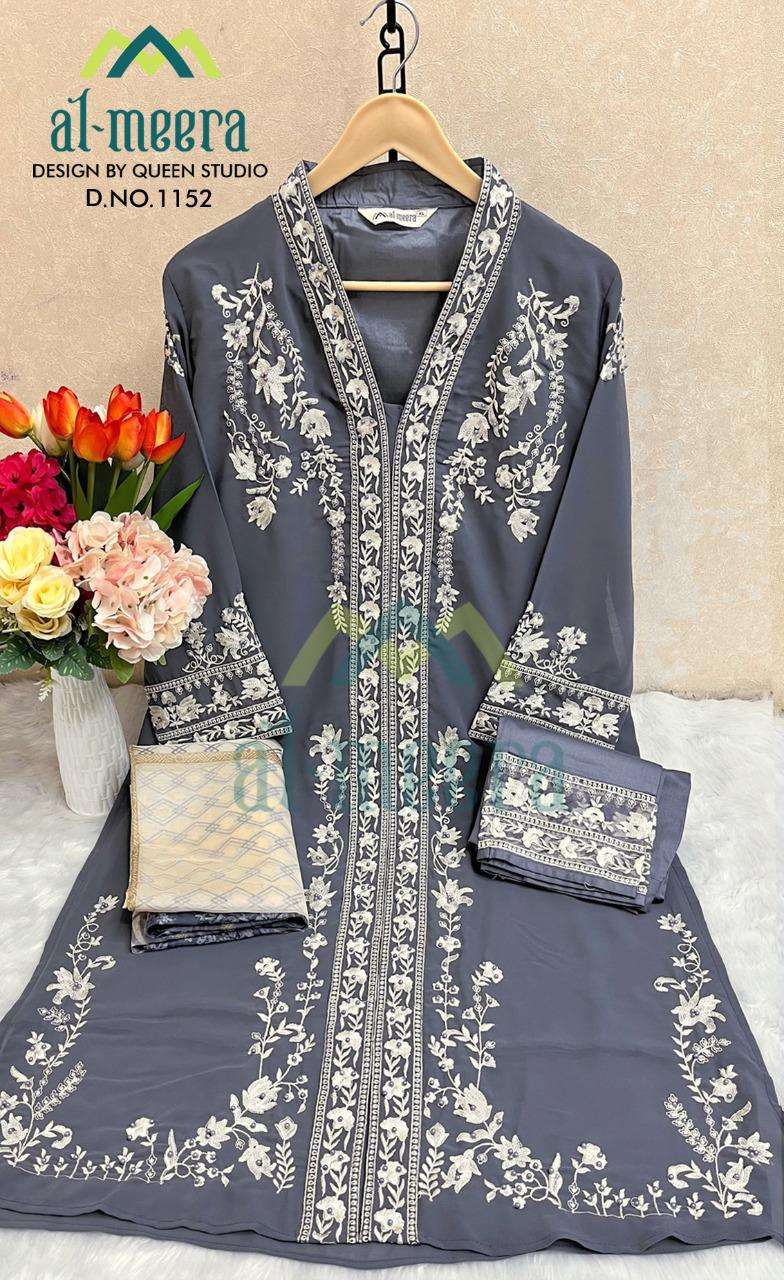 AL-MEERA HIT DESIGN 1152 COLOURS BY AL-MEERA 1152-A TO 1152-D SERIES BEAUTIFUL PAKISTANI SUITS STYLISH COLORFUL FANCY CASUAL WEAR & ETHNIC WEAR FAUX GEORGETTE EMBROIDERED DRESSES AT WHOLESALE PRICE