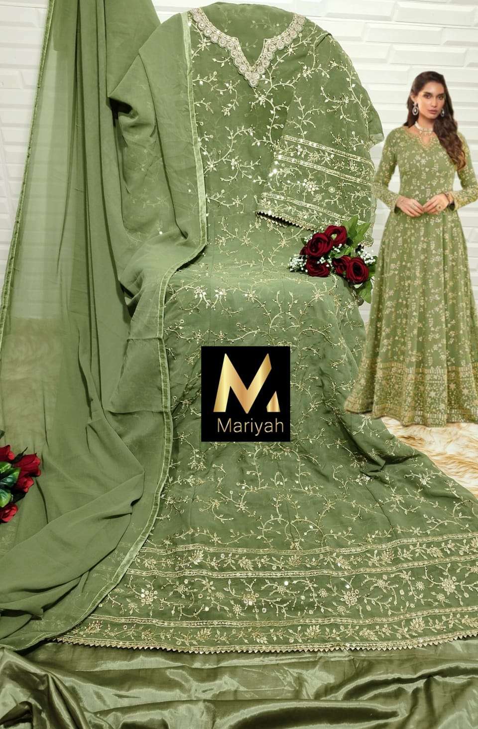 MARIYAH HIT DESIGN M-107 SERIES BY MARIYAH M-107 TO M-110 SERIES BEAUTIFUL ANARKALI SUITS COLORFUL STYLISH FANCY CASUAL WEAR & ETHNIC WEAR HEAVY GEORGETTE DRESSES AT WHOLESALE PRICE