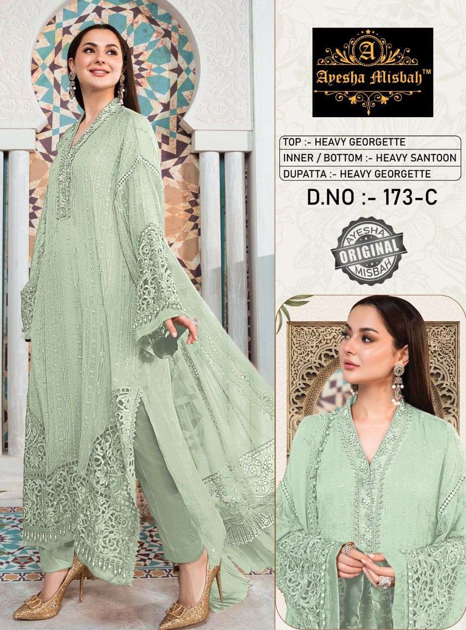 AYESHA MISBAH 173 COLOURS BY FASHID WHOLESALE 173-A TO 173-J SERIES BEAUTIFUL ANARKALI SUITS STYLISH FANCY COLORFUL PARTY WEAR & ETHNIC WEAR GEORGETTE EMBROIDERED DRESSES AT WHOLESALE PRICE