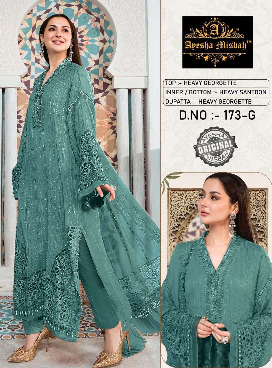 AYESHA MISBAH 173 COLOURS BY FASHID WHOLESALE 173-A TO 173-J SERIES BEAUTIFUL ANARKALI SUITS STYLISH FANCY COLORFUL PARTY WEAR & ETHNIC WEAR GEORGETTE EMBROIDERED DRESSES AT WHOLESALE PRICE