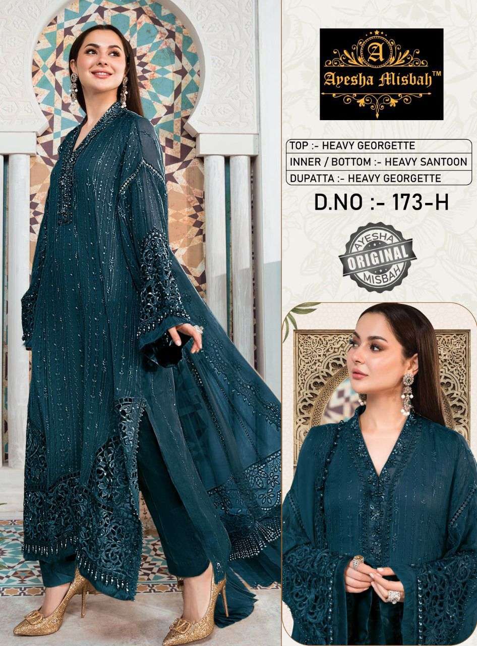 AYESHA MISBAH 173 COLOURS BY FASHID WHOLESALE 173-A TO 173-J SERIES BEAUTIFUL ANARKALI SUITS STYLISH FANCY COLORFUL PARTY WEAR & ETHNIC WEAR GEORGETTE EMBROIDERED DRESSES AT WHOLESALE PRICE