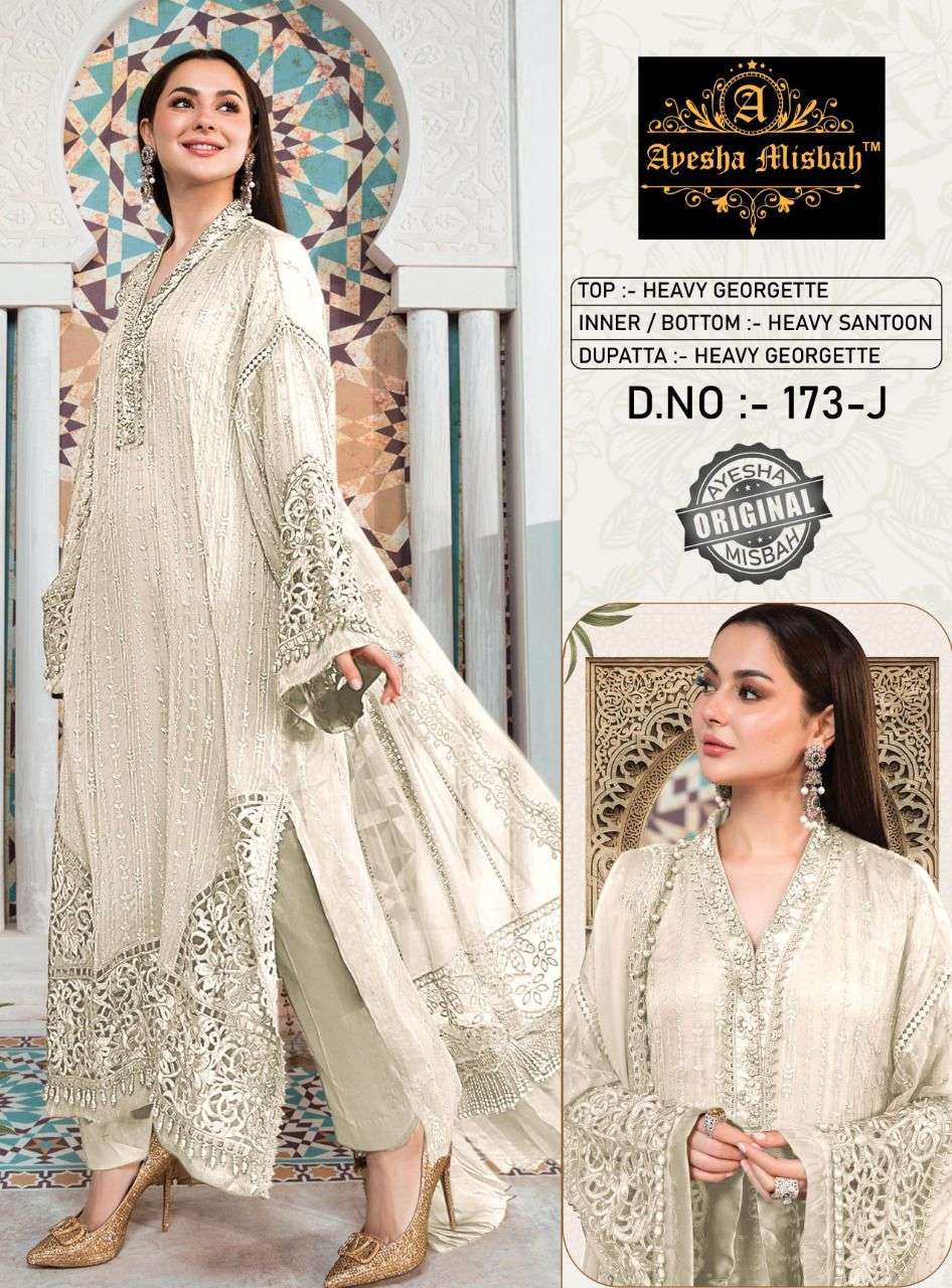 AYESHA MISBAH 173 COLOURS BY FASHID WHOLESALE 173-A TO 173-J SERIES BEAUTIFUL ANARKALI SUITS STYLISH FANCY COLORFUL PARTY WEAR & ETHNIC WEAR GEORGETTE EMBROIDERED DRESSES AT WHOLESALE PRICE