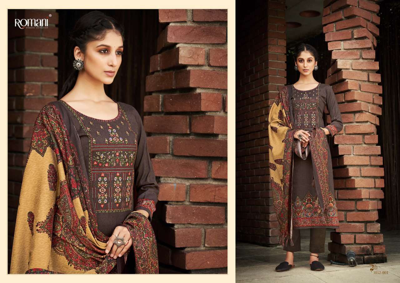 Gulmarg By Romani 1052-001 To 1052-010 Series Beautiful Festive Suits Stylish Fancy Colorful Casual Wear & Ethnic Wear Pure Pashmina Print Dresses At Wholesale Price