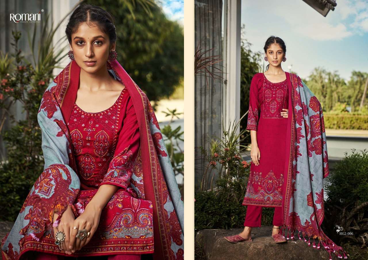 Gulmarg By Romani 1052-001 To 1052-010 Series Beautiful Festive Suits Stylish Fancy Colorful Casual Wear & Ethnic Wear Pure Pashmina Print Dresses At Wholesale Price