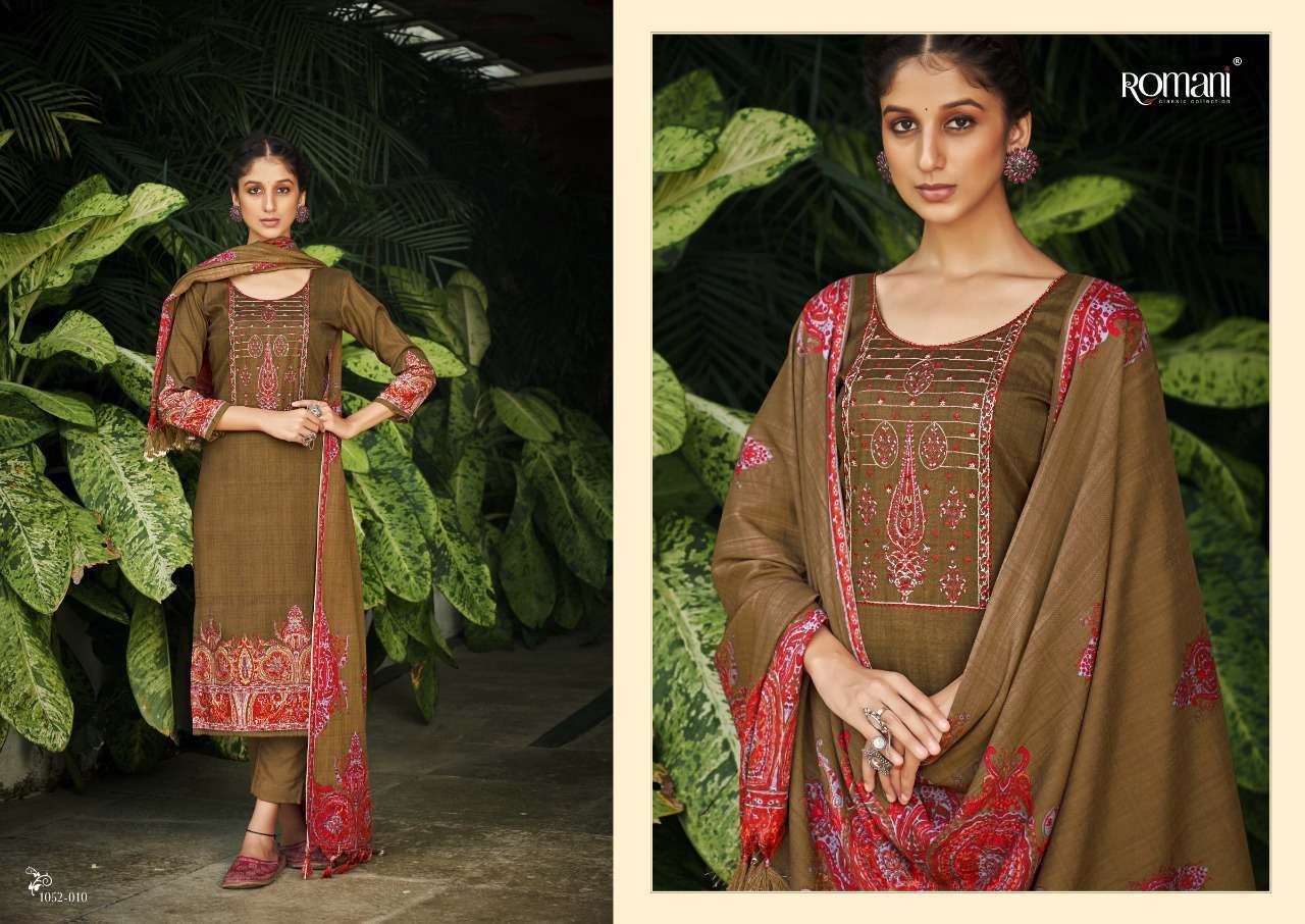 Gulmarg By Romani 1052-001 To 1052-010 Series Beautiful Festive Suits Stylish Fancy Colorful Casual Wear & Ethnic Wear Pure Pashmina Print Dresses At Wholesale Price