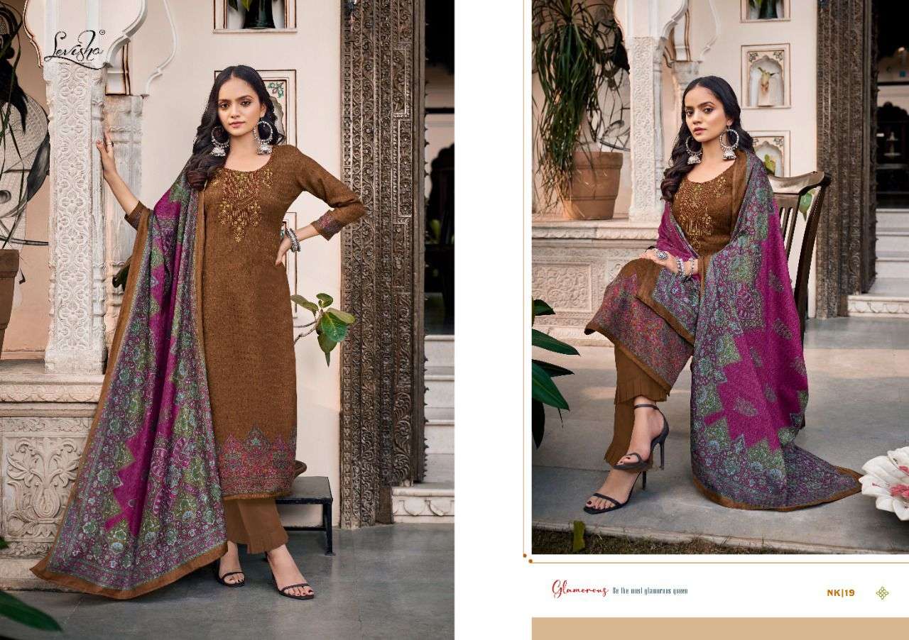 Nikhaar By Levisha 13 To 20 Series Designer Suits Beautiful Fancy Colorful Stylish Party Wear & Occasional Wear Pure Pashmina Print With Embroidery Dresses At Wholesale Price