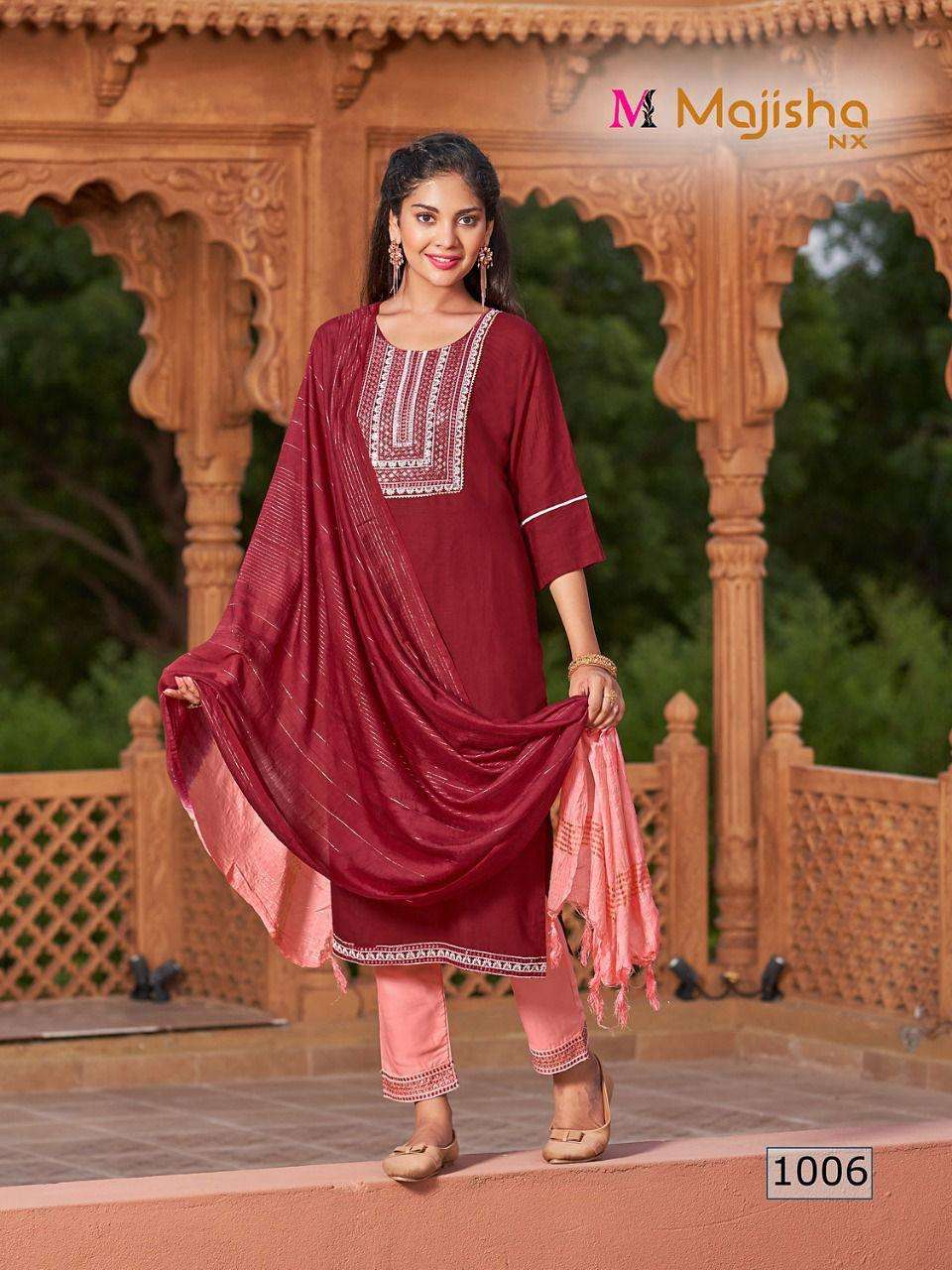 GOLMAAL BY MAJISHA NX 1001 TO 1008 SERIES BEAUTIFUL SUITS COLORFUL STYLISH FANCY CASUAL WEAR & ETHNIC WEAR RAYON SLUB EMBROIDERY DRESSES AT WHOLESALE PRICE