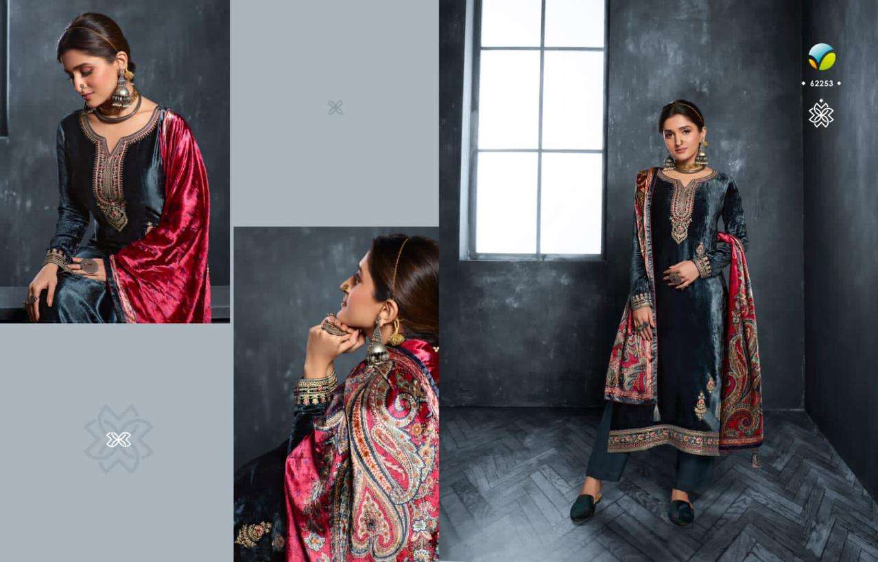 KERVIN VELVET DIGITAL BY VINAY FASHION 62251 TO 62256 SERIES BEAUTIFUL SUITS COLORFUL STYLISH FANCY CASUAL WEAR & ETHNIC WEAR VISCOSE VELVET EMBROIDERY DRESSES AT WHOLESALE PRICE