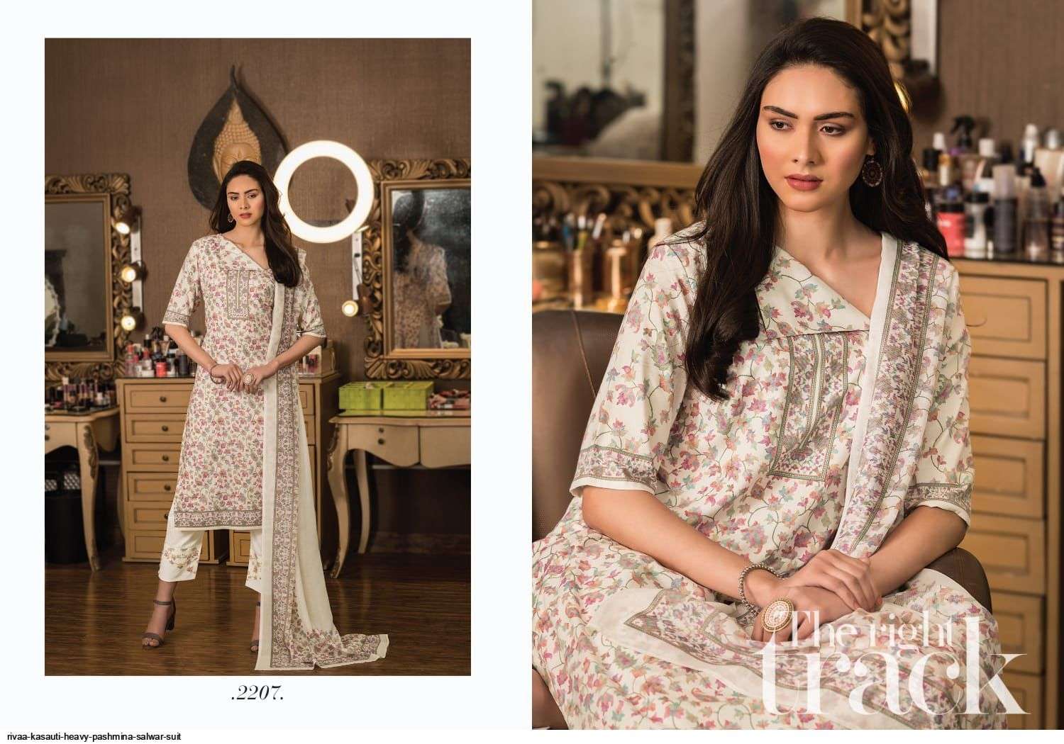 KASAUTI BY RIVAA 2201 TO 2207 SERIES BEAUTIFUL WINTER COLLECTION PAKISATNI SUITS STYLISH FANCY COLORFUL CASUAL WEAR & ETHNIC WEAR HEAVY PASHMINA DIGITAL PRINT DRESSES AT WHOLESALE PRICE
