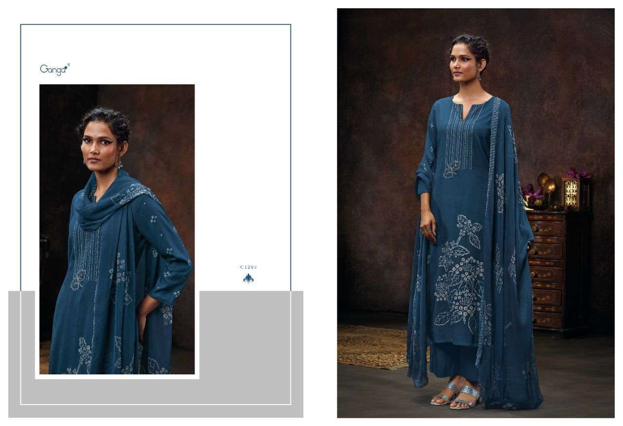 NILAVARNA BY GANGA FASHION 1265 TO 1270 SERIES BEAUTIFUL WINTER COLLECTION PAKISATNI SUITS STYLISH FANCY COLORFUL CASUAL WEAR & ETHNIC WEAR PURE PASHMINA DIGITAL PRINT DRESSES AT WHOLESALE PRICE