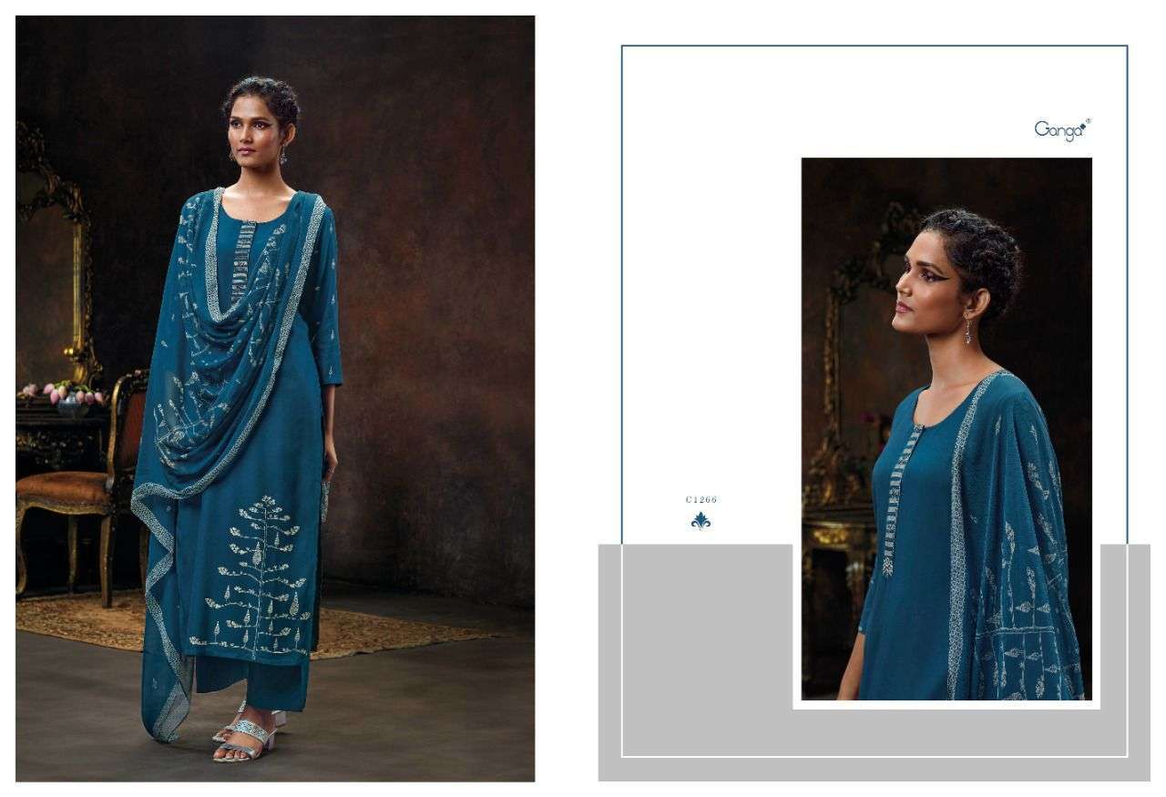 NILAVARNA BY GANGA FASHION 1265 TO 1270 SERIES BEAUTIFUL WINTER COLLECTION PAKISATNI SUITS STYLISH FANCY COLORFUL CASUAL WEAR & ETHNIC WEAR PURE PASHMINA DIGITAL PRINT DRESSES AT WHOLESALE PRICE